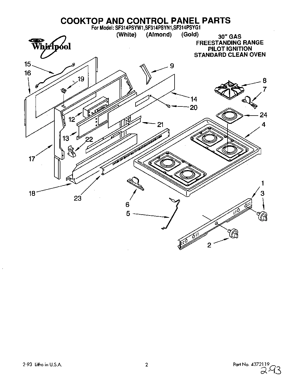 01 - COOKTOP AND CONTROL PANEL, LIT/OPTIONAL