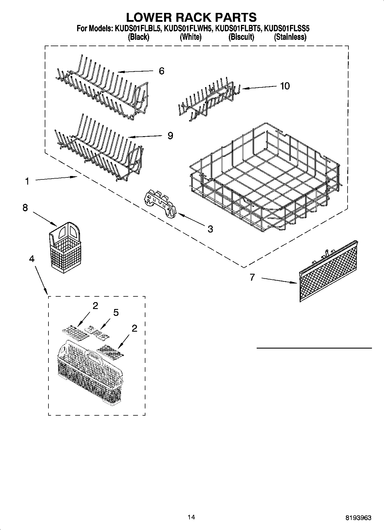 11 - LOWER RACK PARTS, OPTIONAL PARTS (NOT INCLUDED)