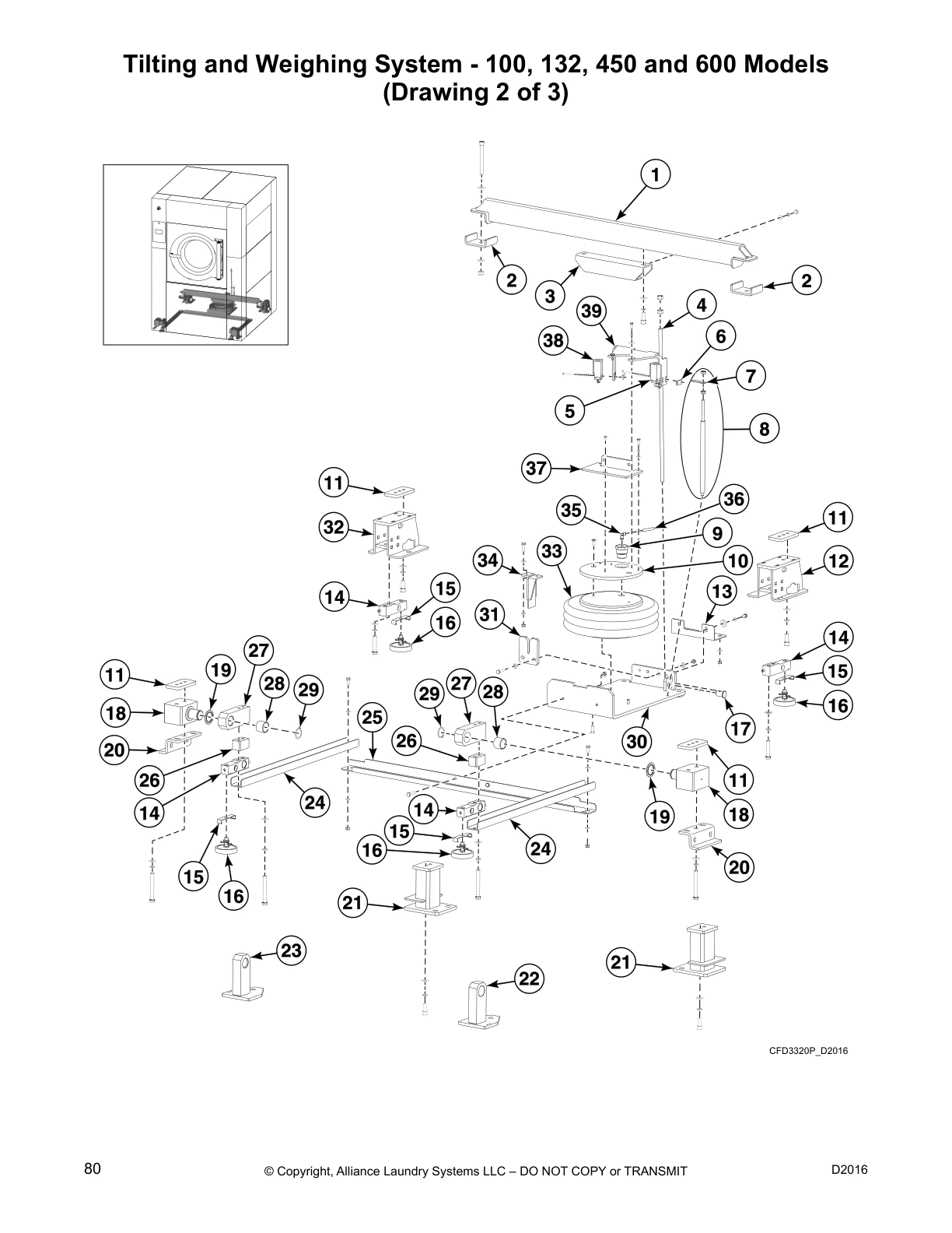 Tilting and Weighing System - 100, 132, 450 and 600 Models
(Drawing 2 of 3)