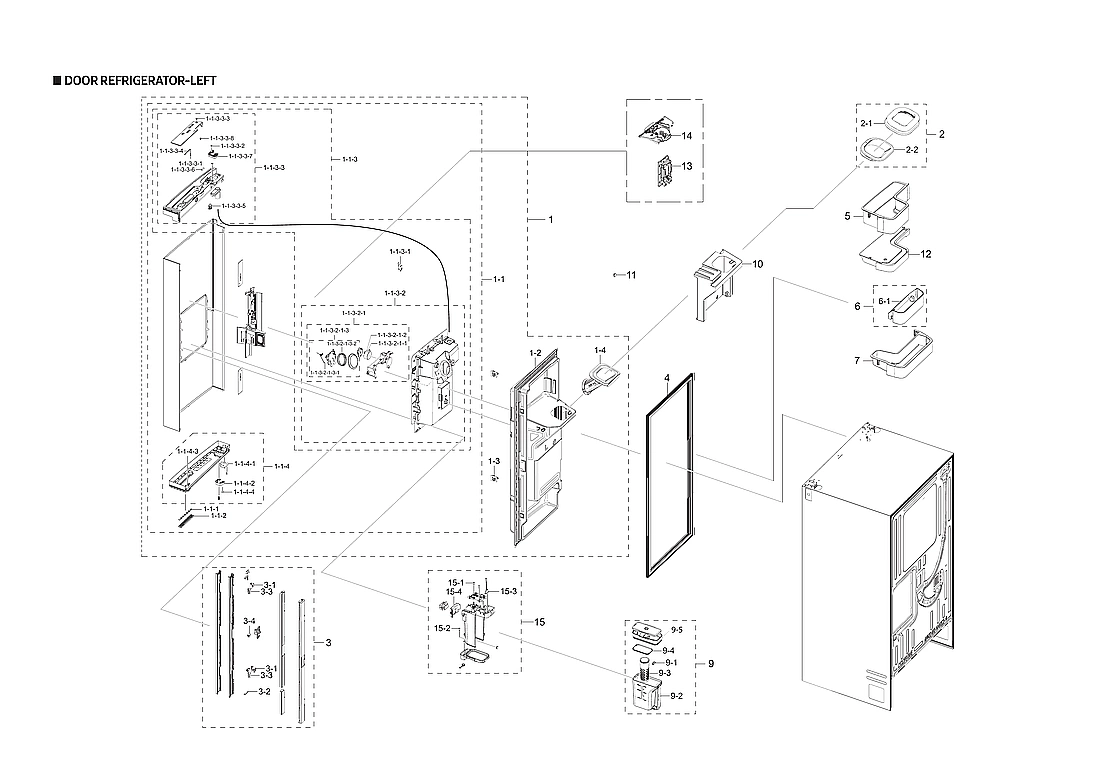 LEFT REFRIGERATOR DOOR PARTS