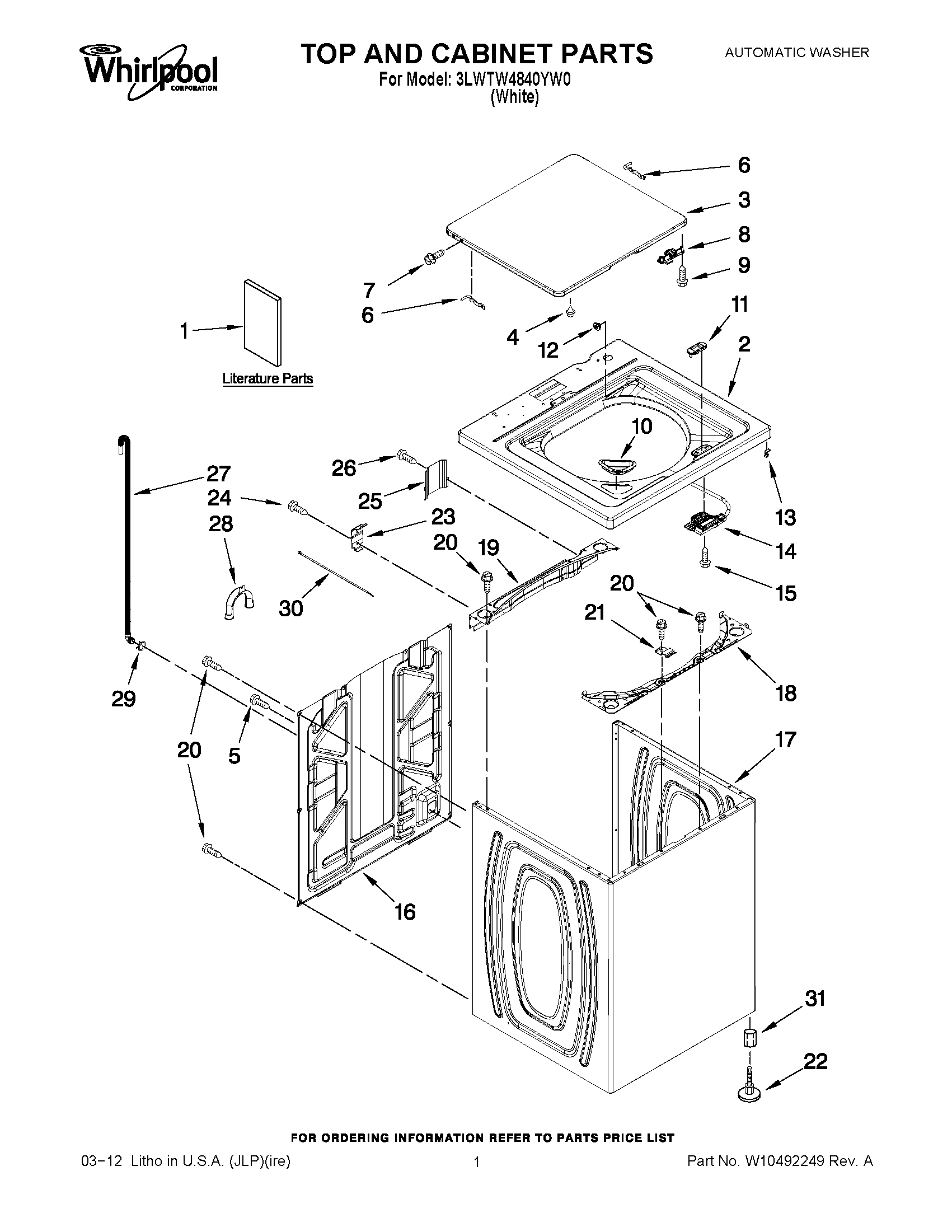 01 - TOP AND CABINET PARTS