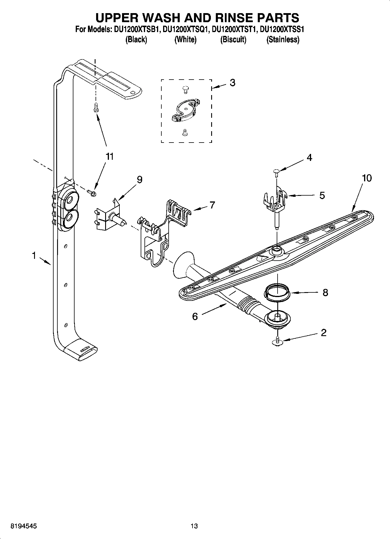 10 - UPPER WASH AND RINSE PARTS