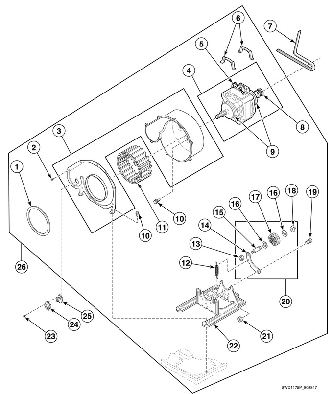 Dryer Motor, Exhaust Fan And Belt
