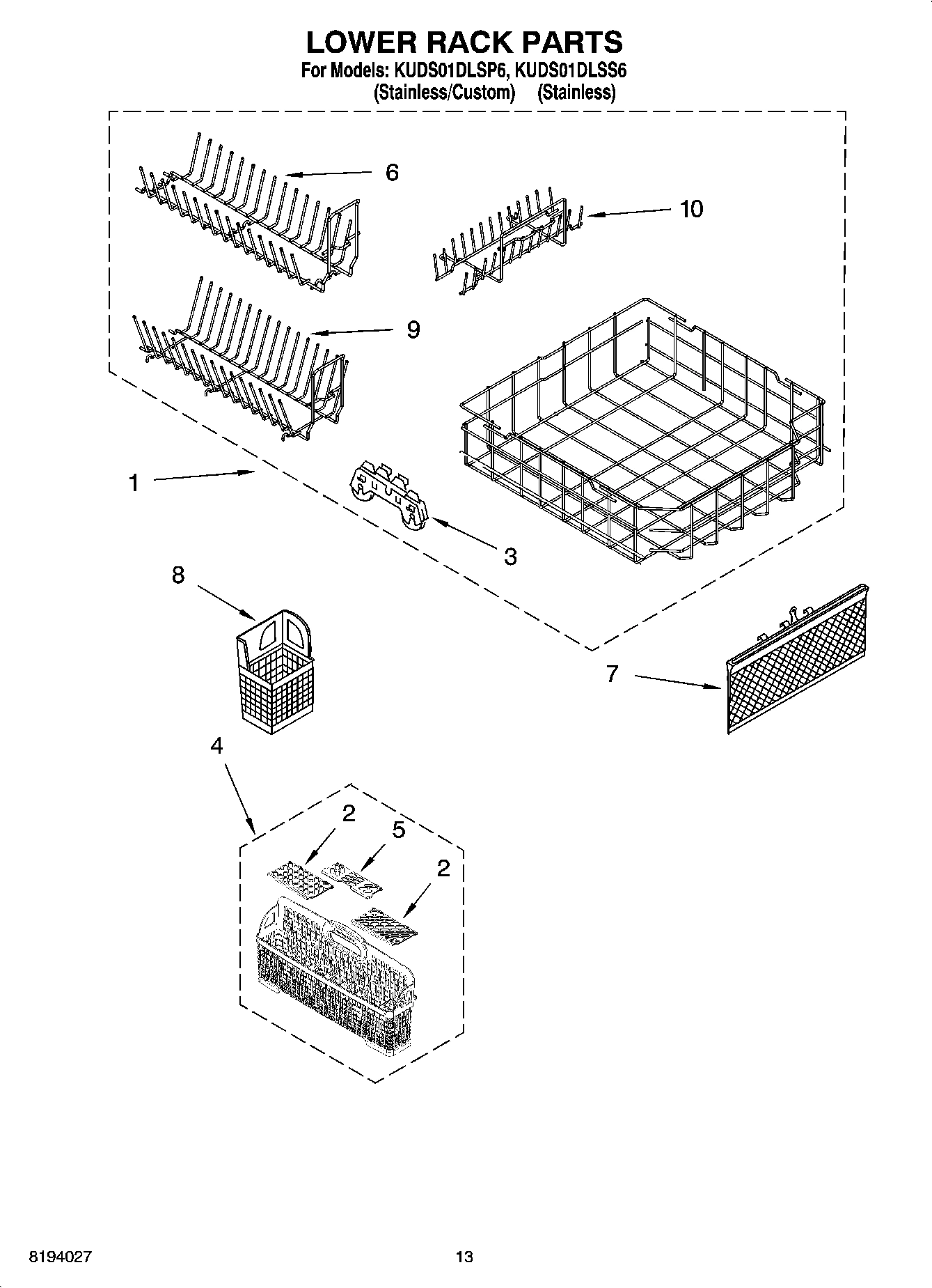 10 - LOWER RACK PARTS