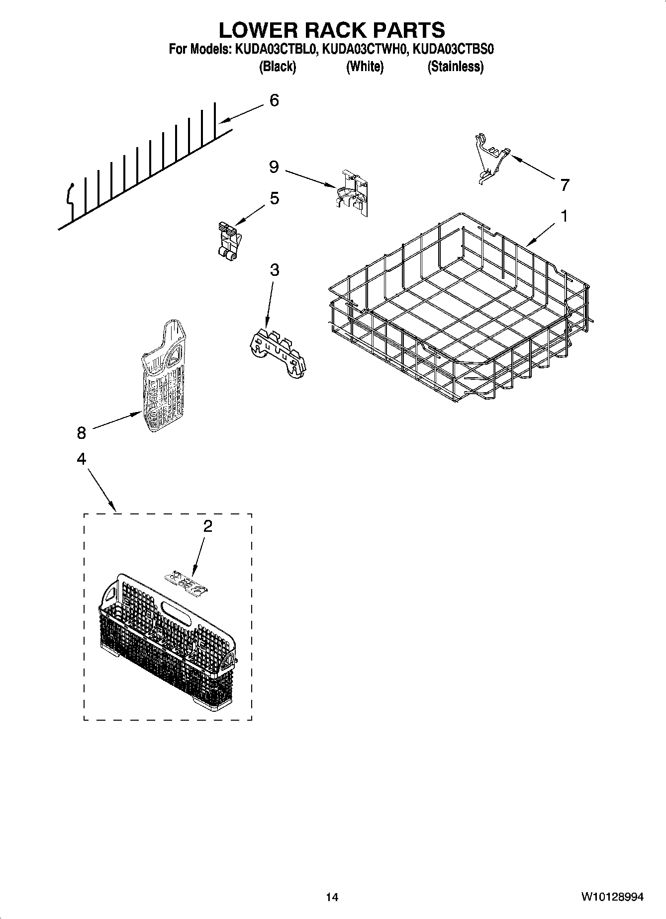 11 - LOWER RACK PARTS, OPTIONAL PARTS (NOT INCLUDED)