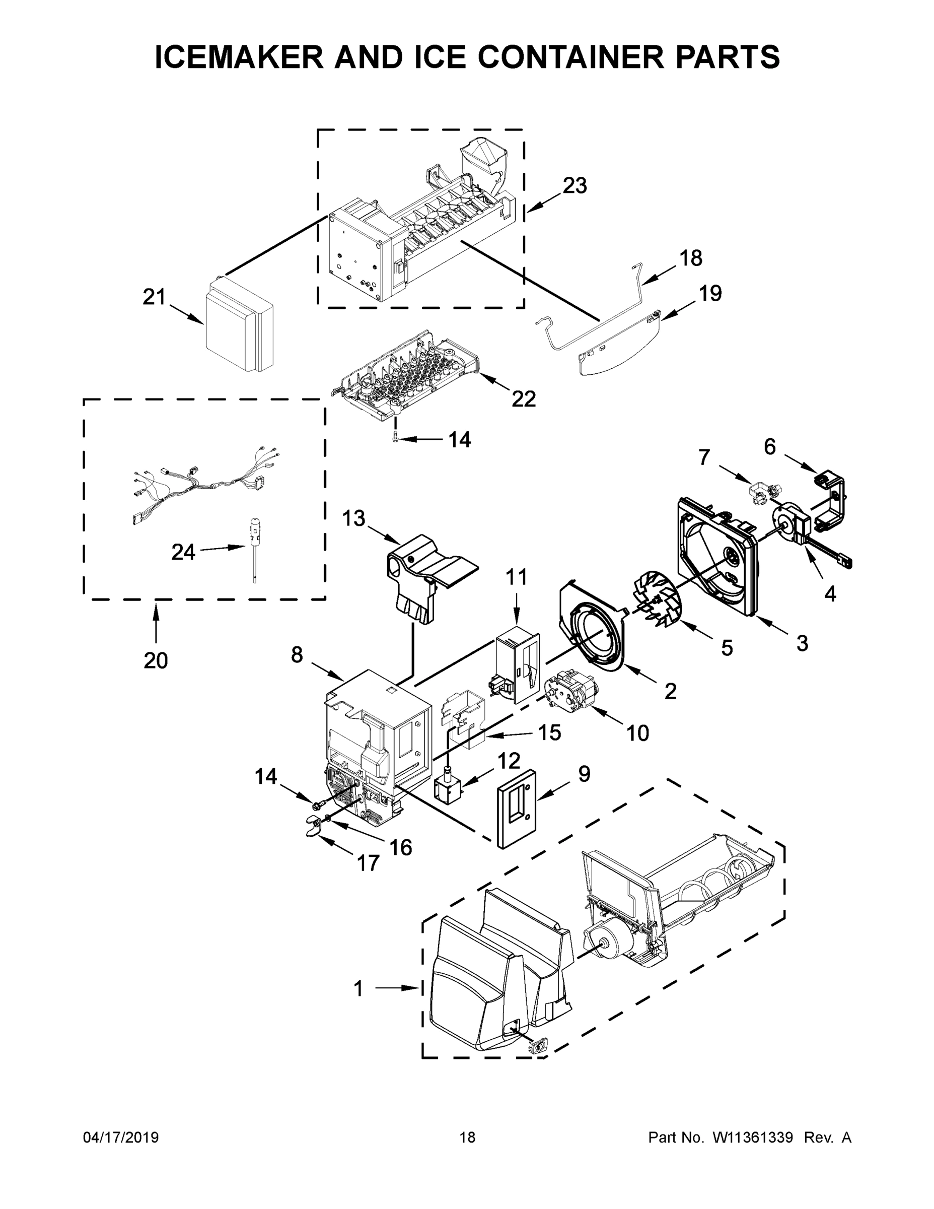 10 - ICEMAKER AND ICE CONTAINER PARTS
