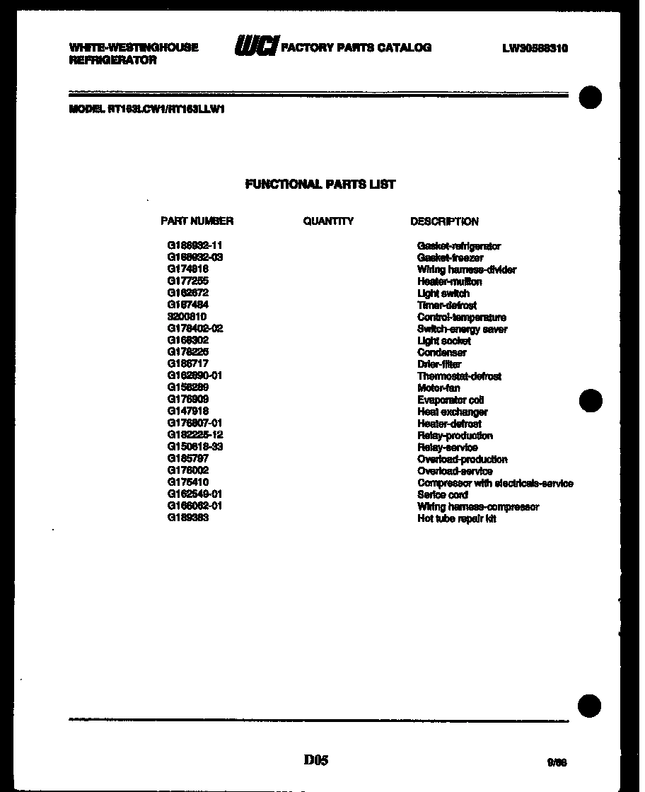 05 - SYSTEM AND AUTOMATIC DEFROST PARTS