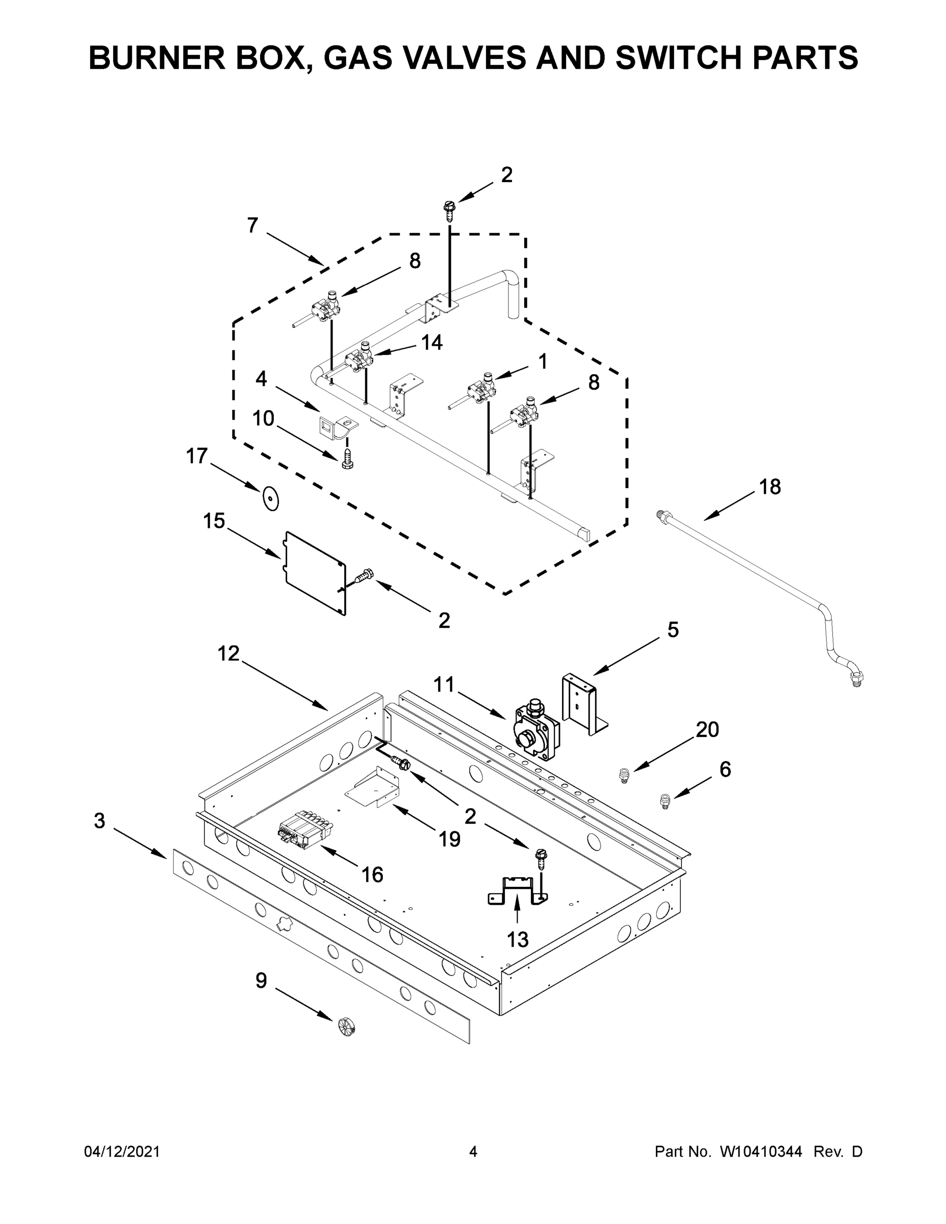 03 - BURNER BOX, GAS VALVES AND SWITCH PARTS