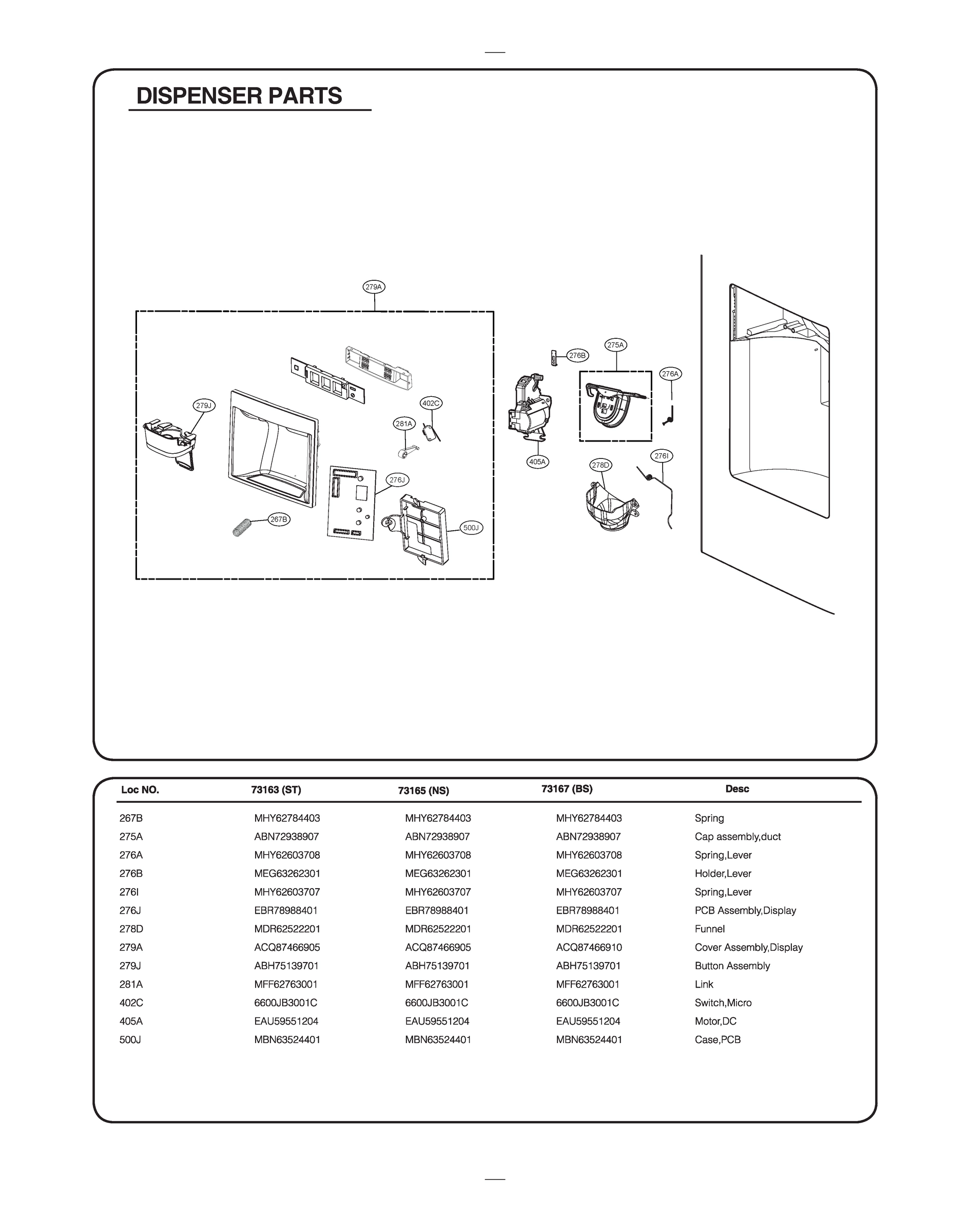 DISPENSER PARTS
