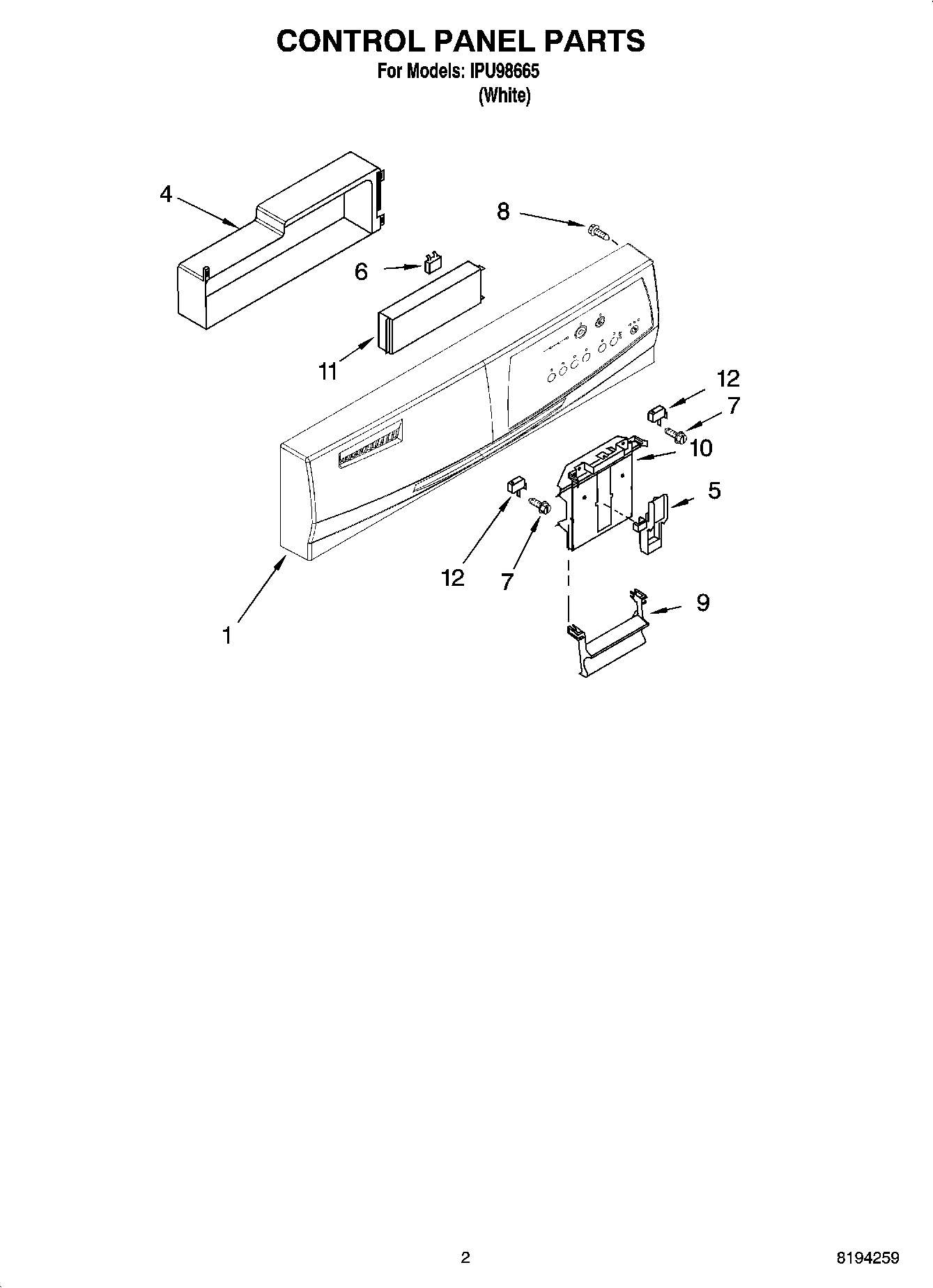 02 - CONTROL PANEL PARTS