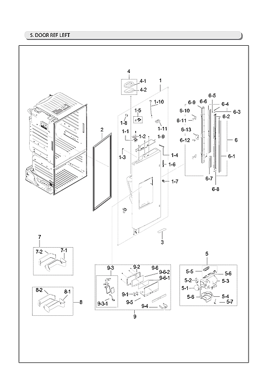 LEFT REFRIGERATOR DOOR PARTS