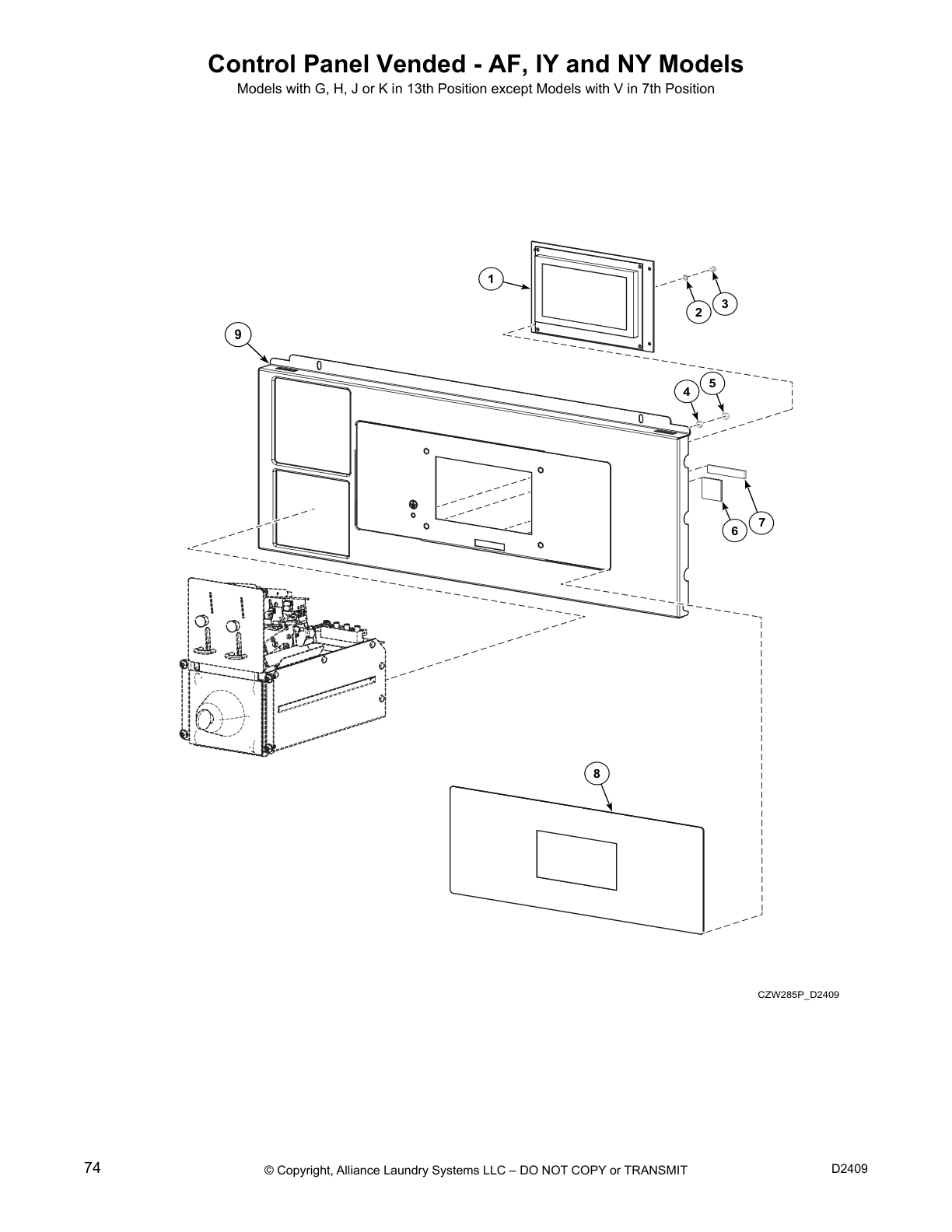 Control Panel Vended - AF, IY and NY Models