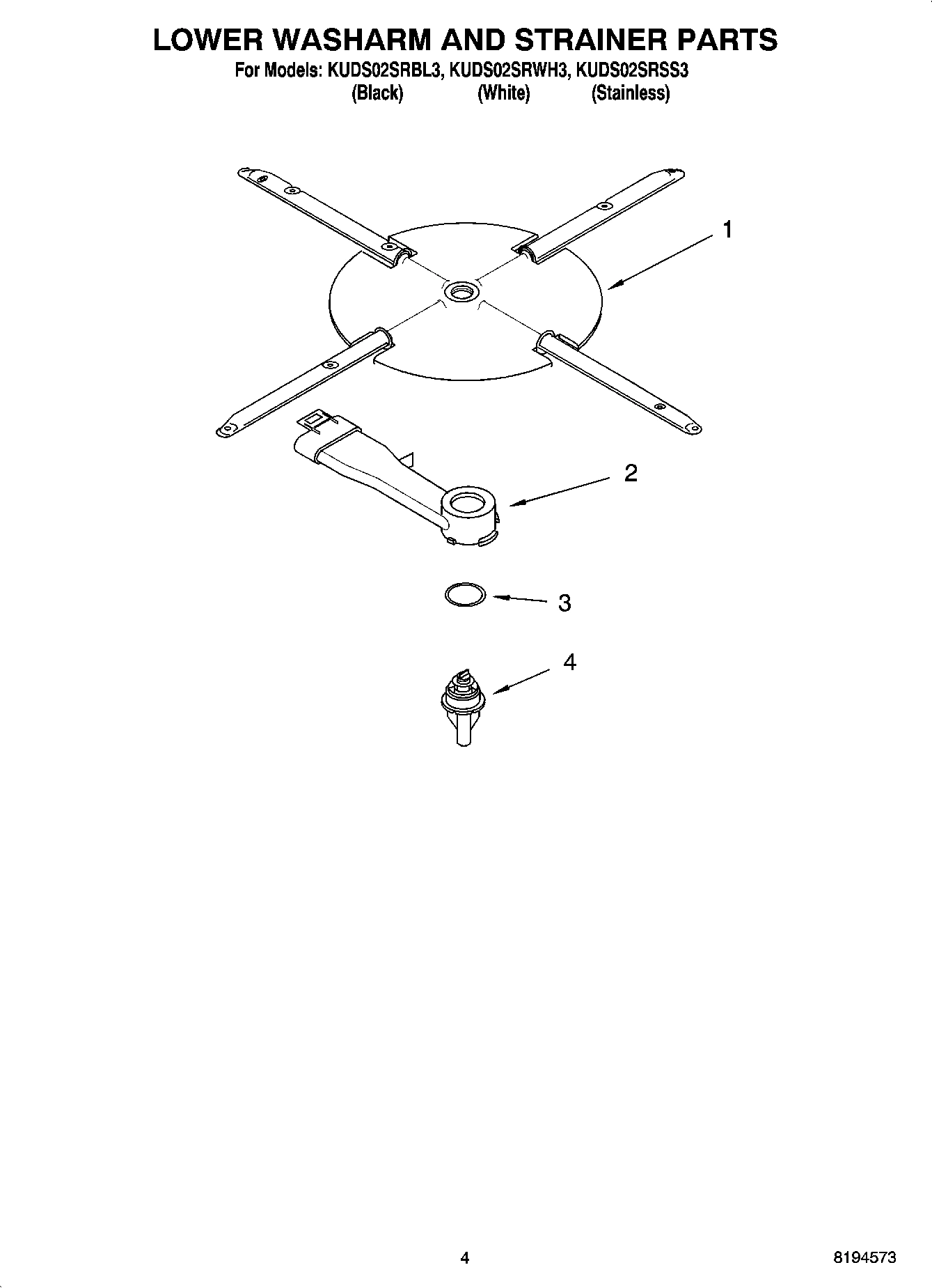 04 - LOWER WASHARM AND STRAINER PARTS