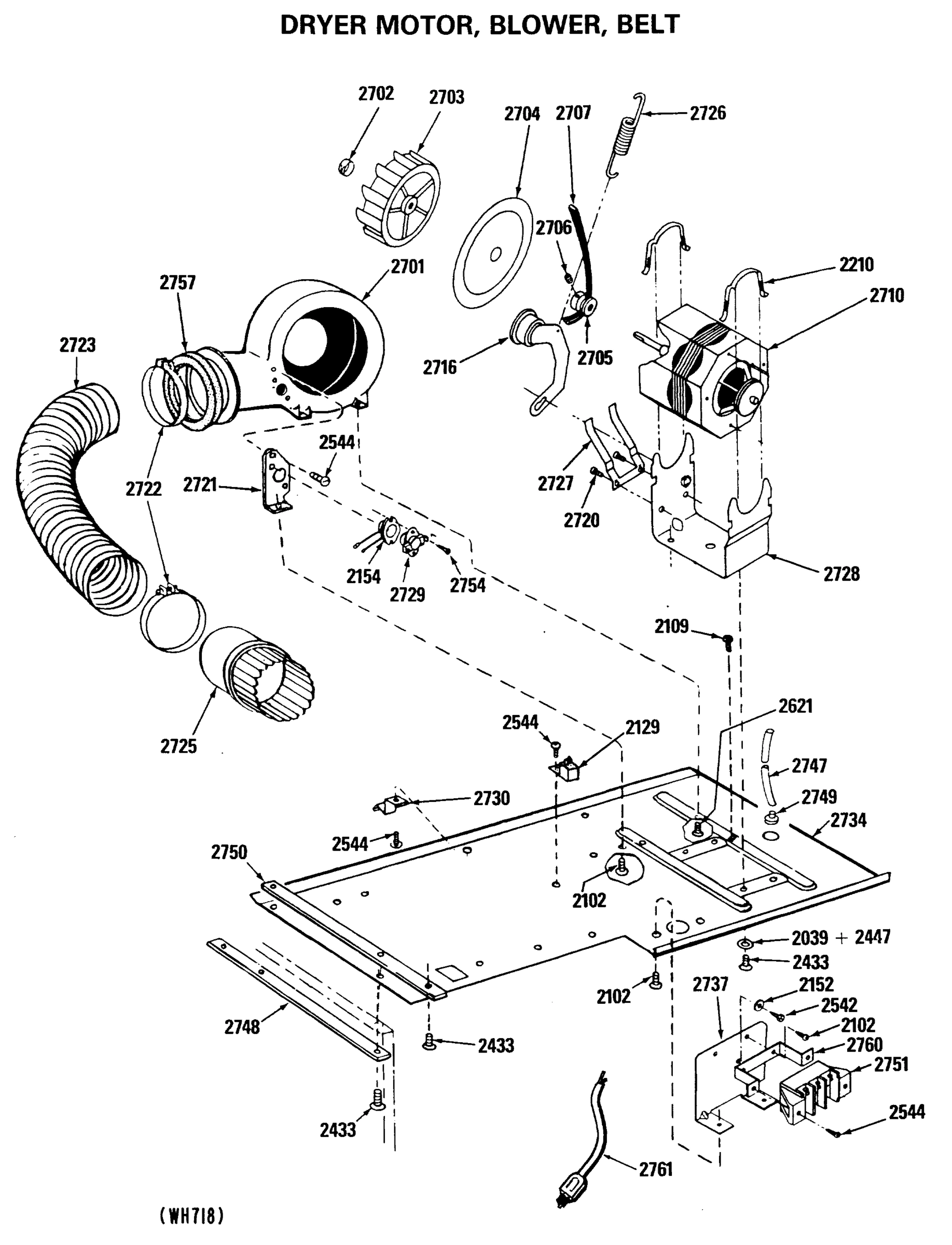 DRYER MOTOR, BLOWER, BELT
