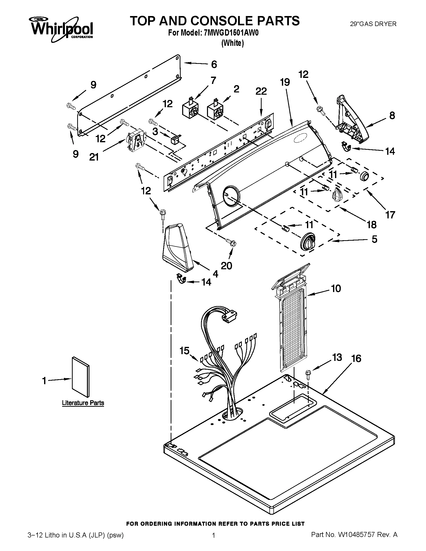 01 - TOP AND CONSOLE PARTS