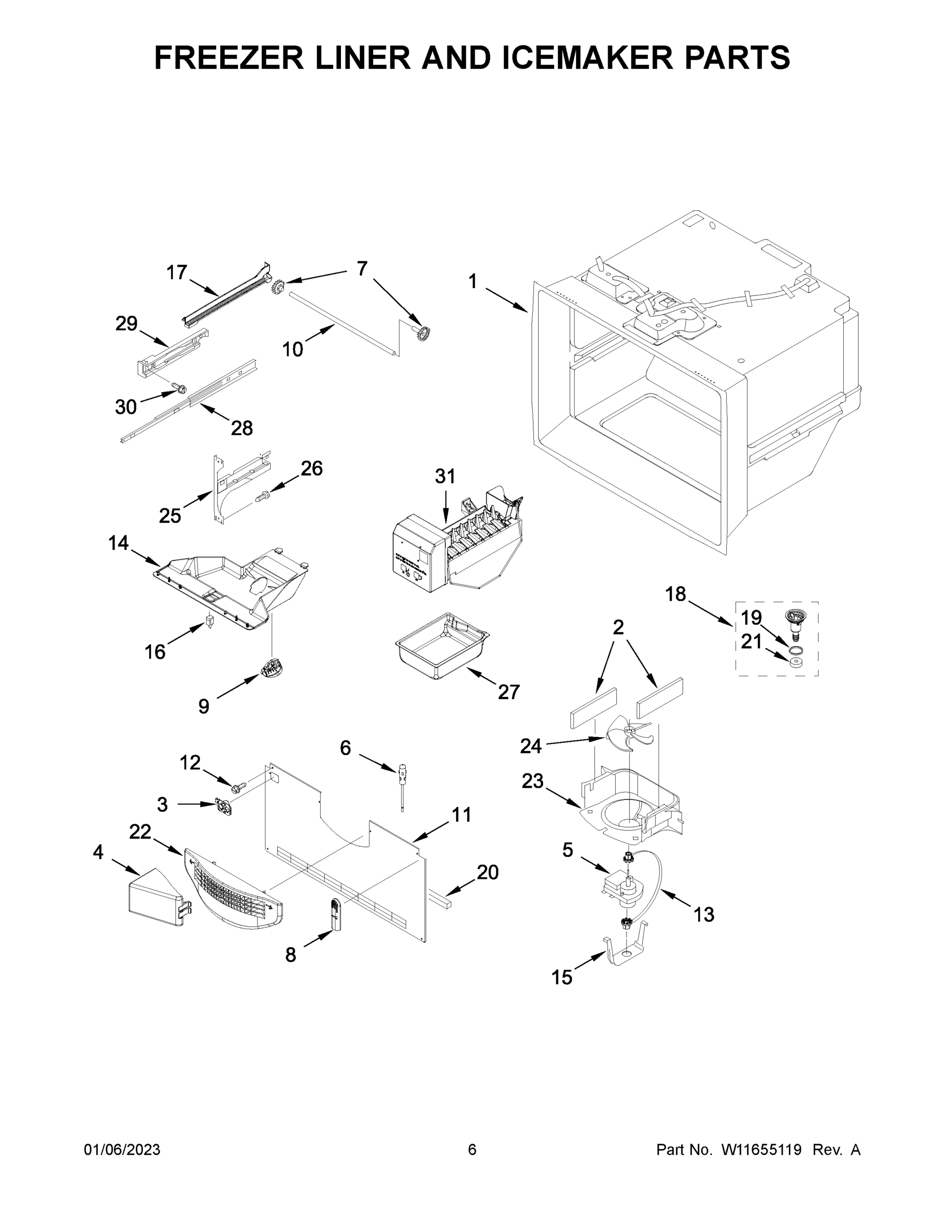 04 - FREEZER LINER AND ICEMAKER PARTS