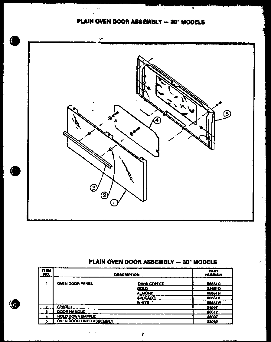 07 - PLAIN OVEN DOOR ASSY - 30`` MODELS