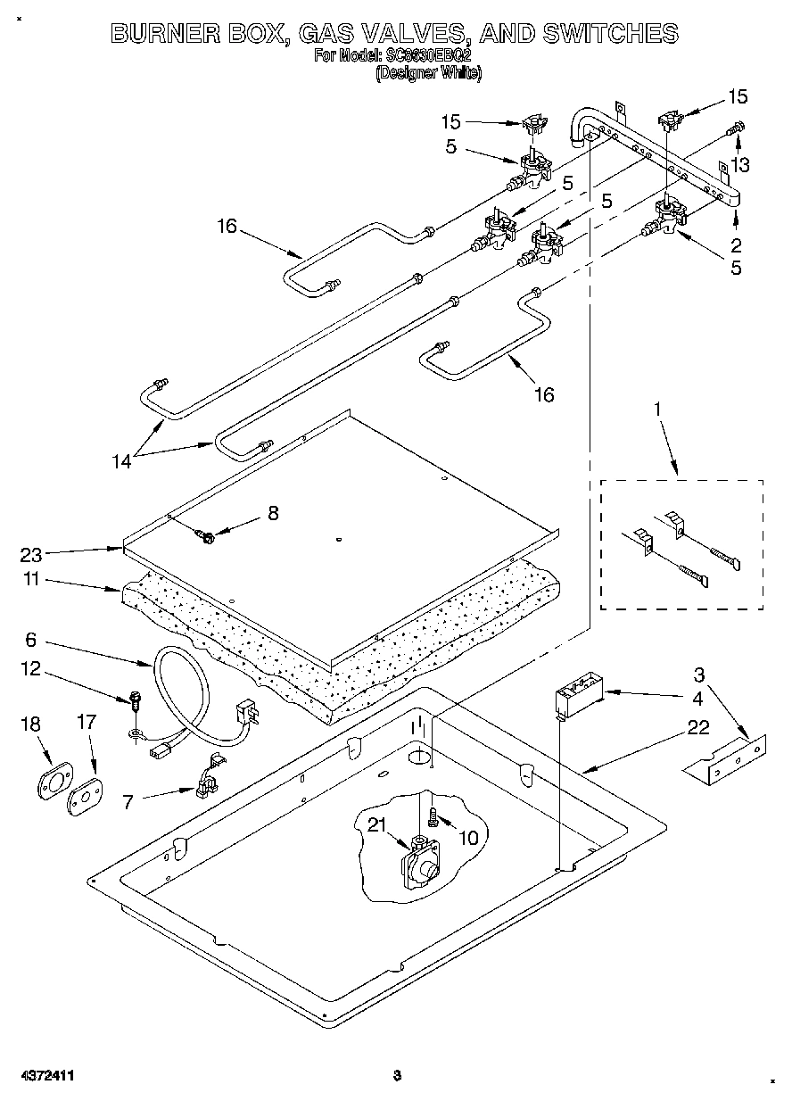 02 - BURNER BOX, GAS VALVES, AND SWITCHES