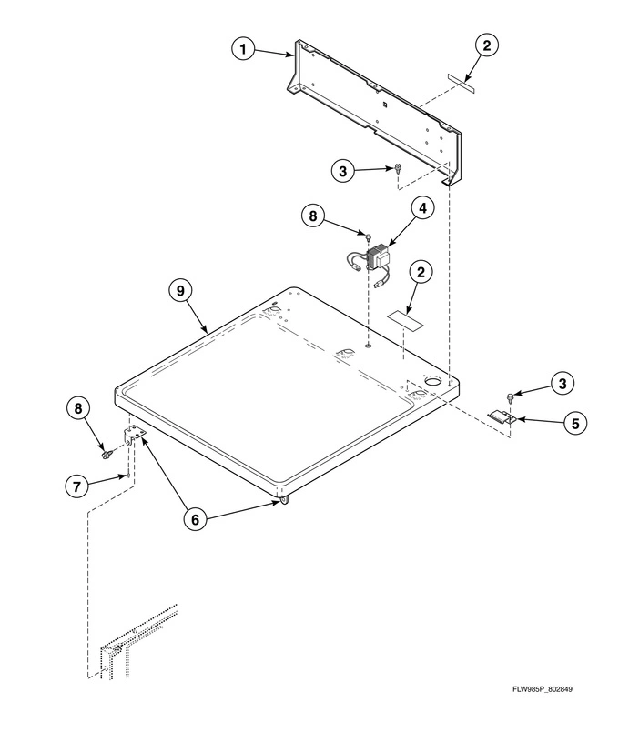 Cabinet Top And Control Hood Rear Panel