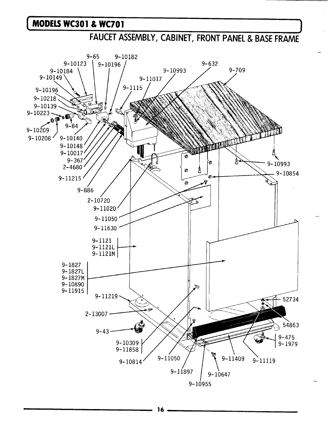 09 - FAUCET ASSY,CBNT,FRT PANEL,BASE (WC301)