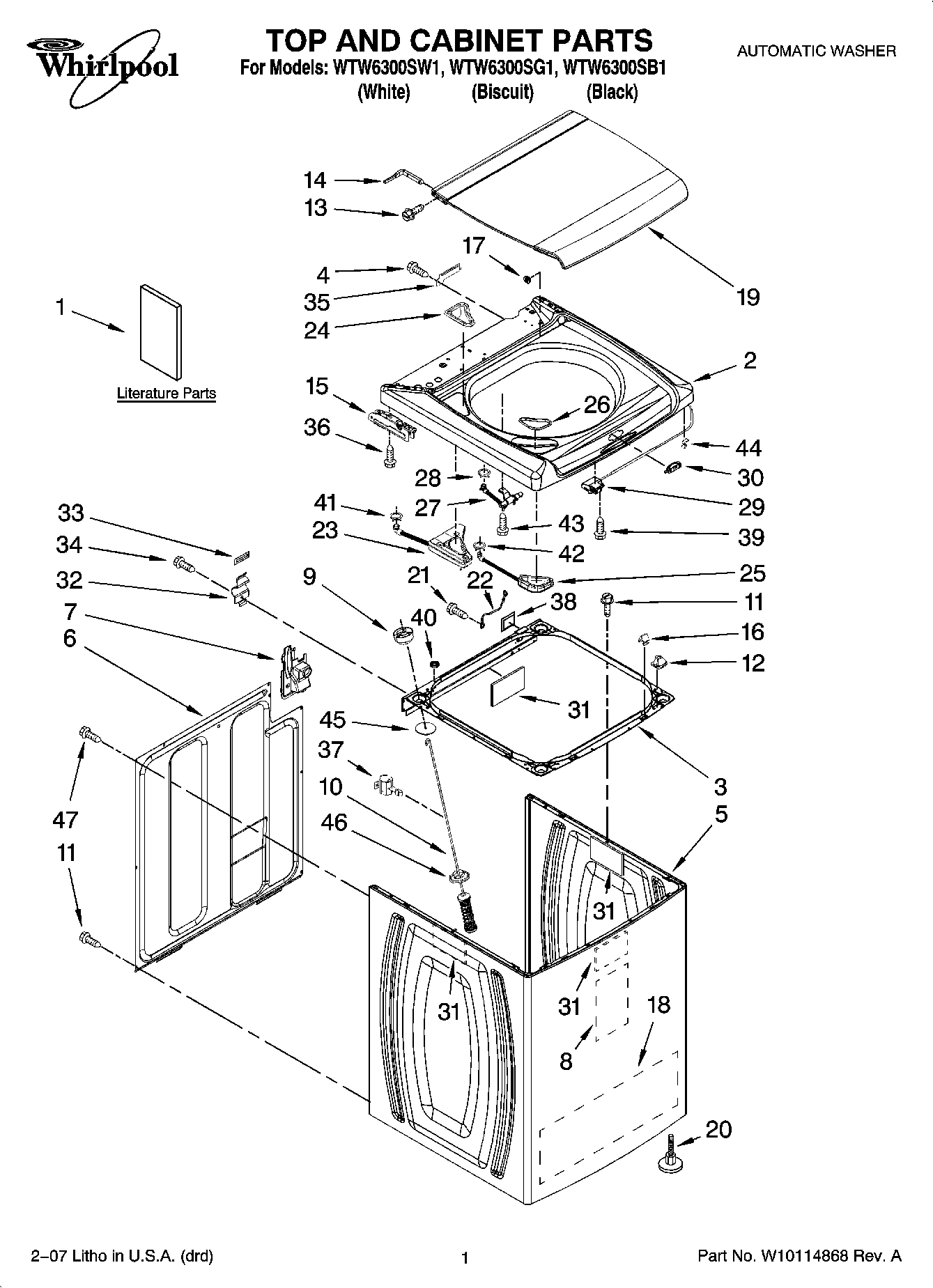 01 - TOP AND CABINET PARTS