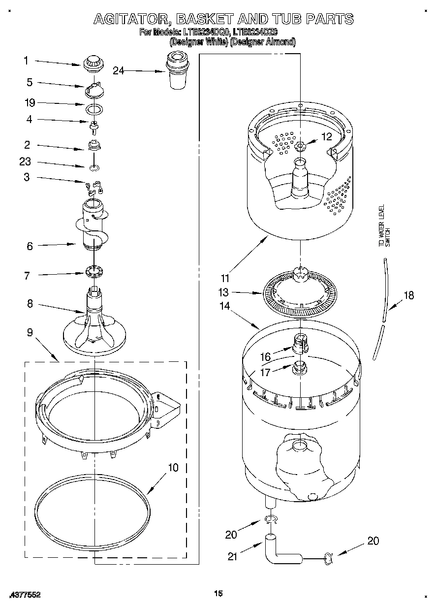 10 - AGITATOR, BASKET AND TUB