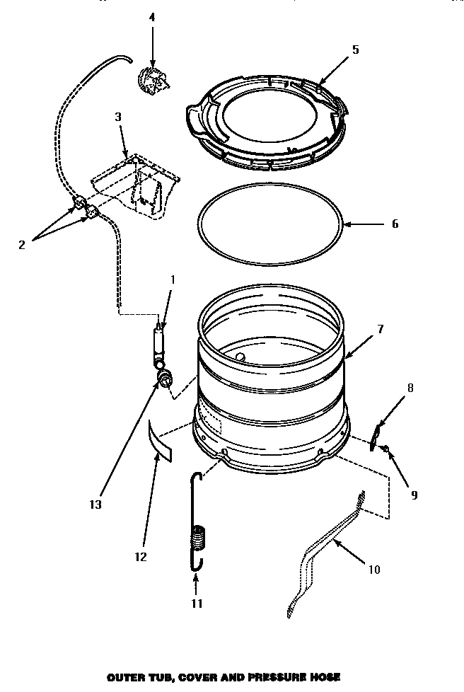 14 - OUTER TUB, COVER & PRESSURE HOSE