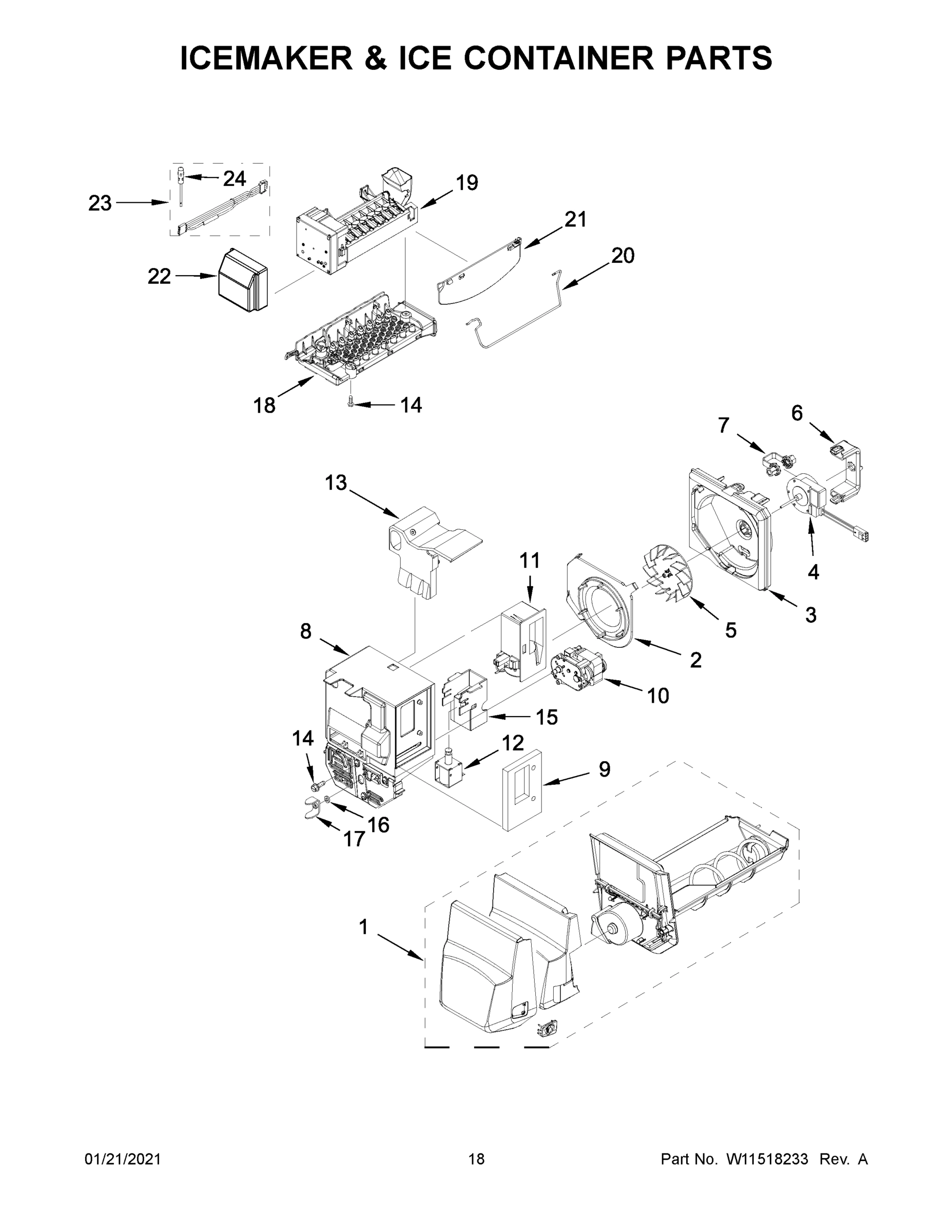 10 - ICEMAKER & ICE CONTAINER PARTS