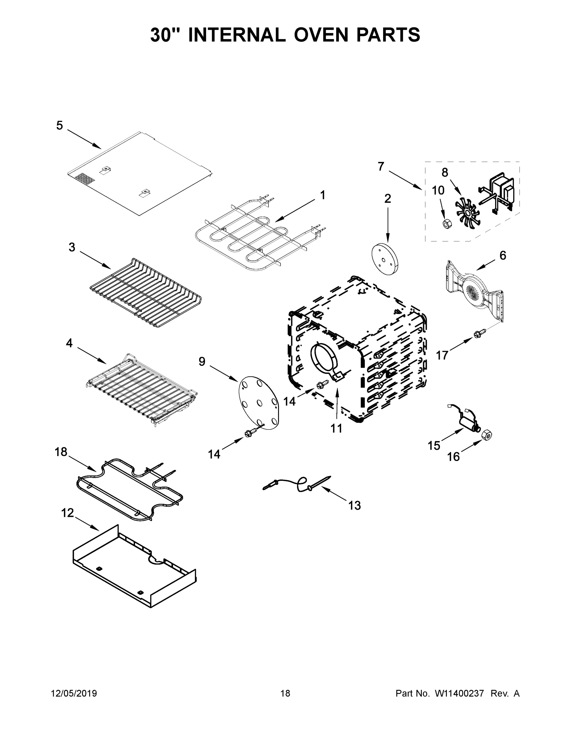 10 - 30" INTERNAL OVEN PARTS