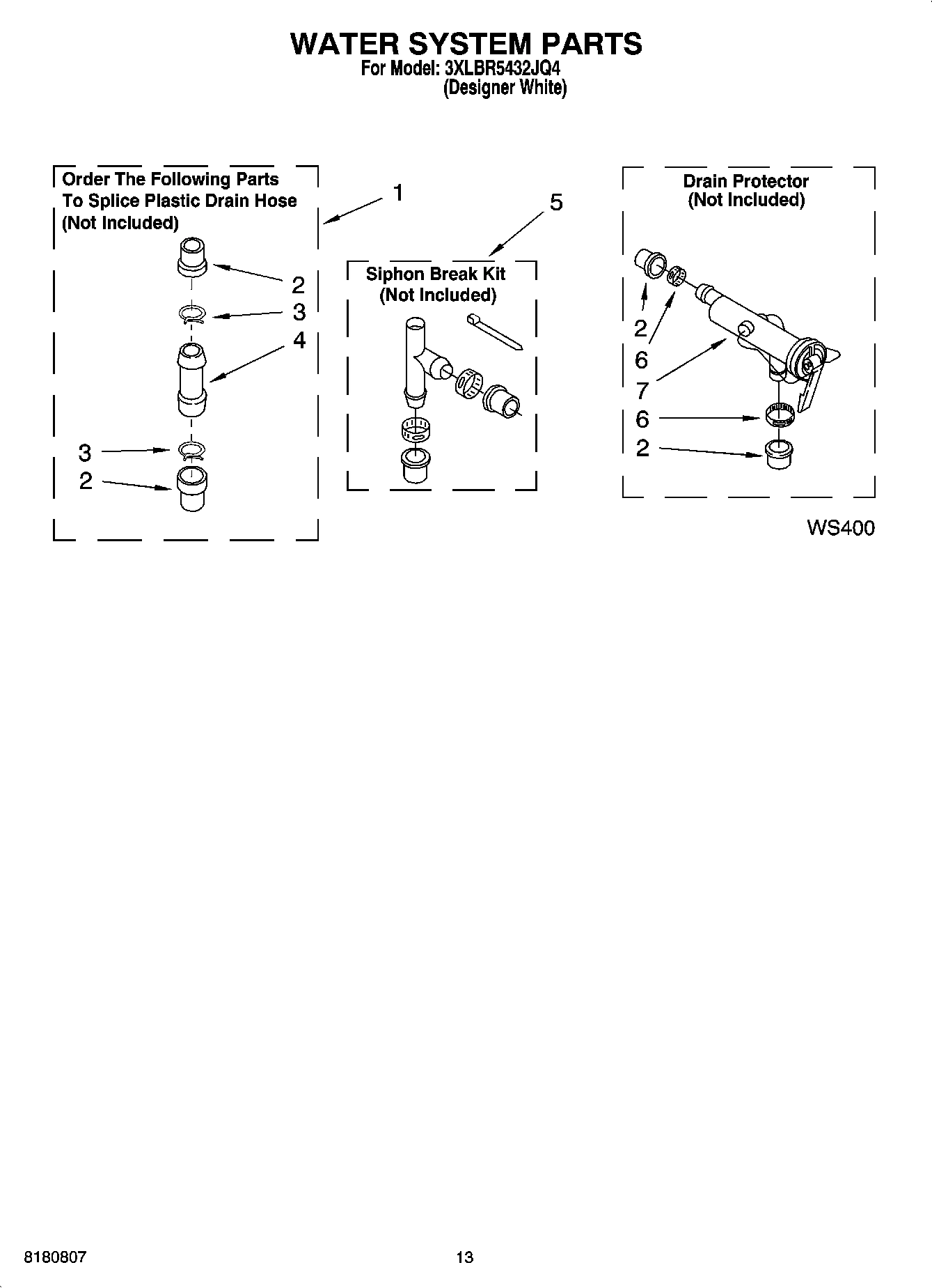 09 - WATER SYSTEM PARTS, OPTIONAL PARTS (NOT INCLUDED)