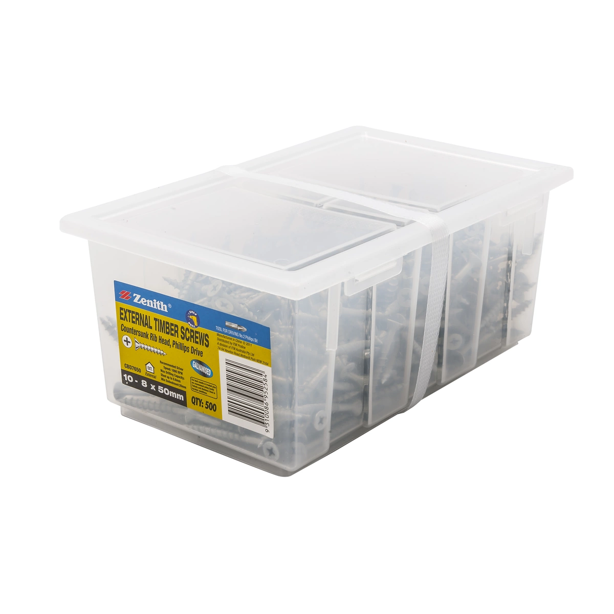 ZENITH® 10G x 50mm Galvanised Timber Screws (Phillips Drive) – 500 Pack