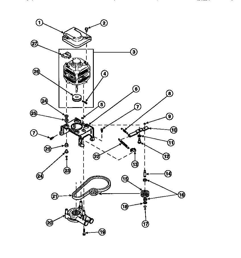20 - MOTOR, MTG BRKT, BELT, PUMP & IDLER ASSY