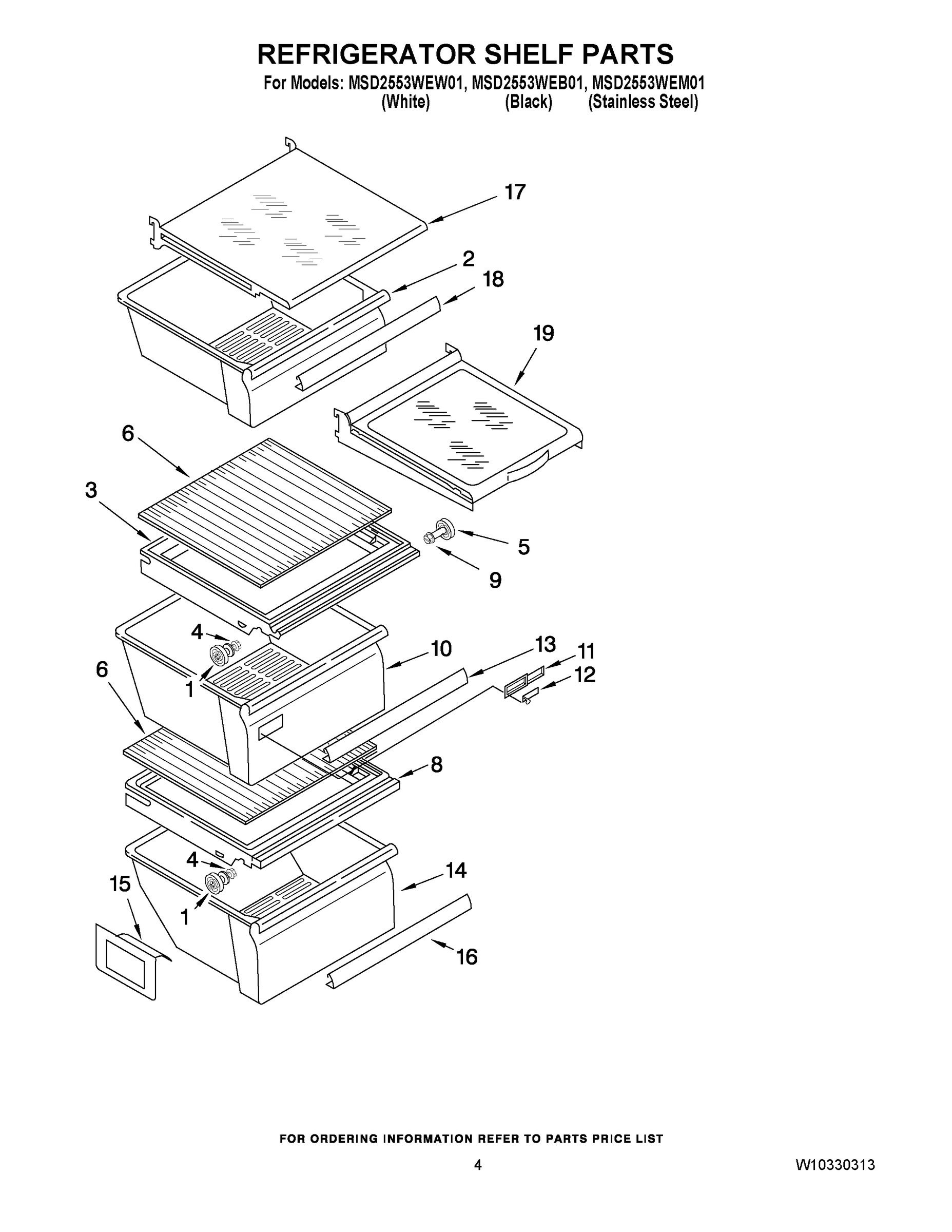 03 - REFRIGERATOR SHELF PARTS