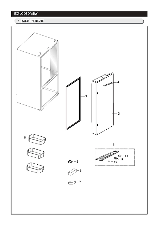 RIGHT REFRIGERATOR DOOR PARTS