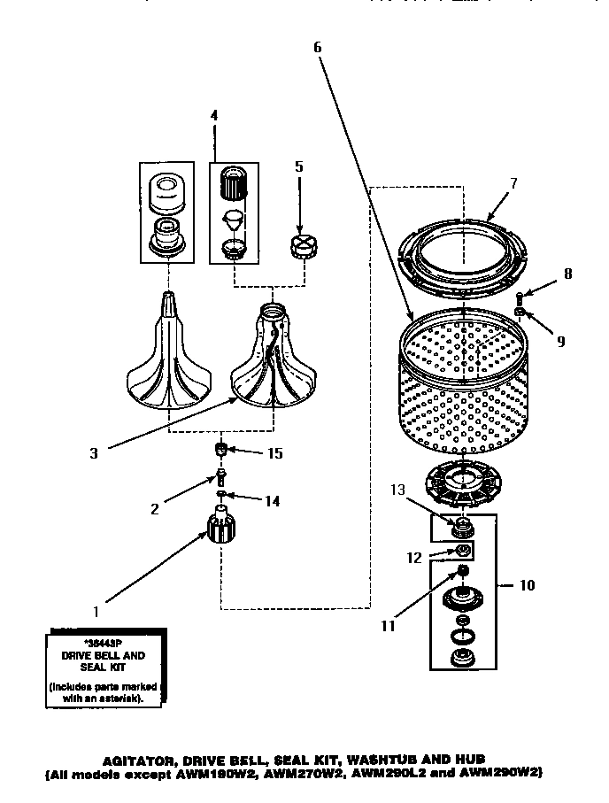 03 - AGITATOR/DRIVE BELL/SEAL KIT/TUB & HUB