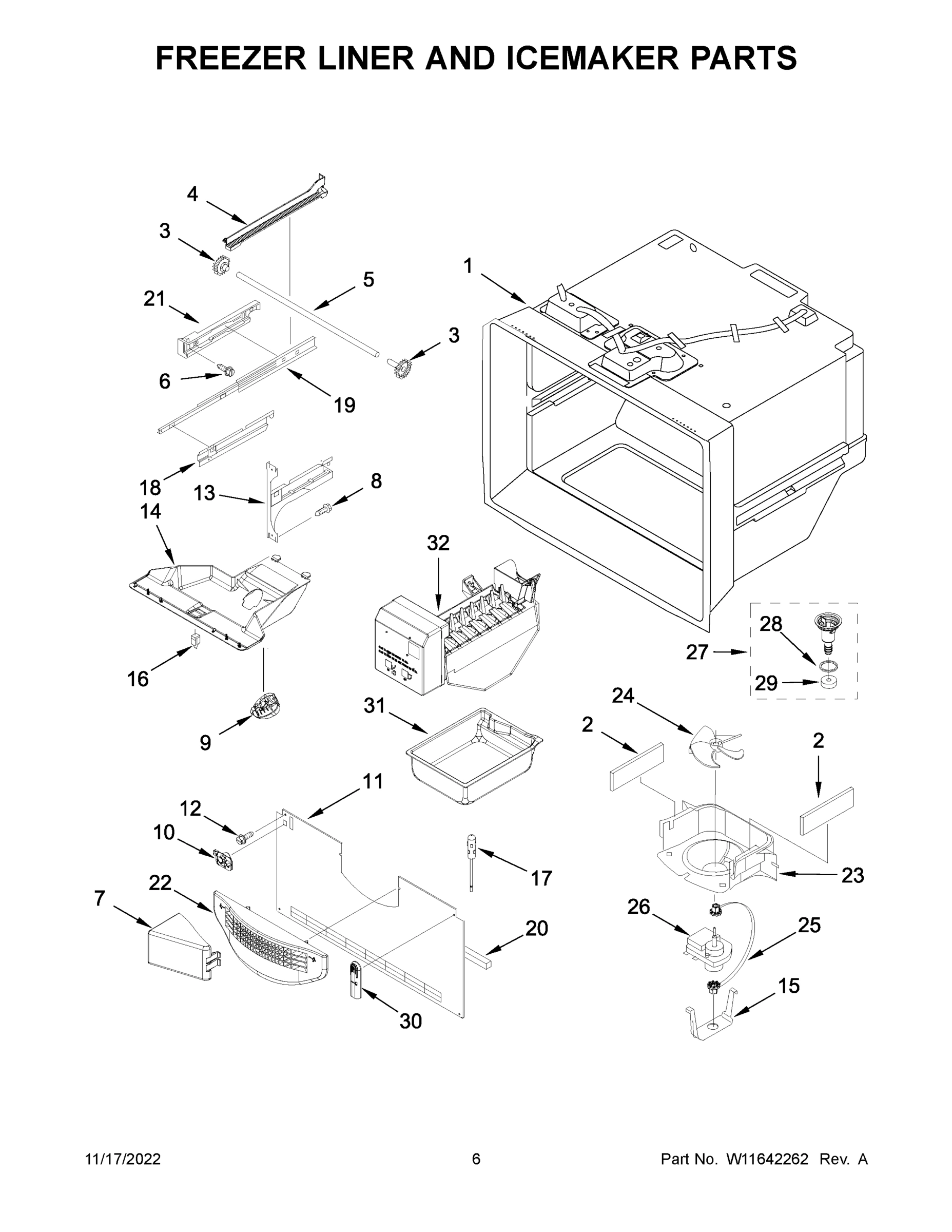04 - FREEZER LINER AND ICEMAKER PARTS