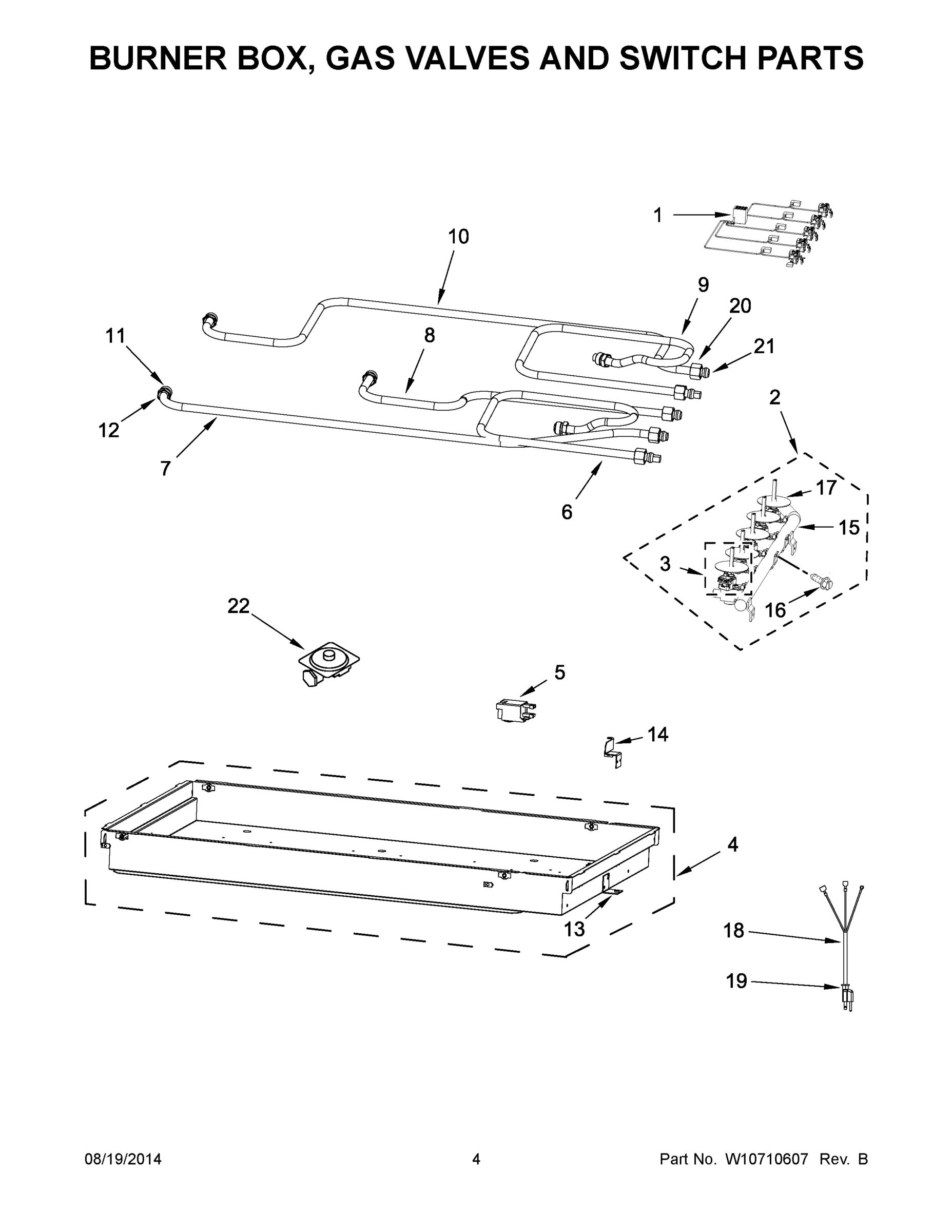 03 - BURNER BOX, GAS VALVES AND SWITCH PARTS