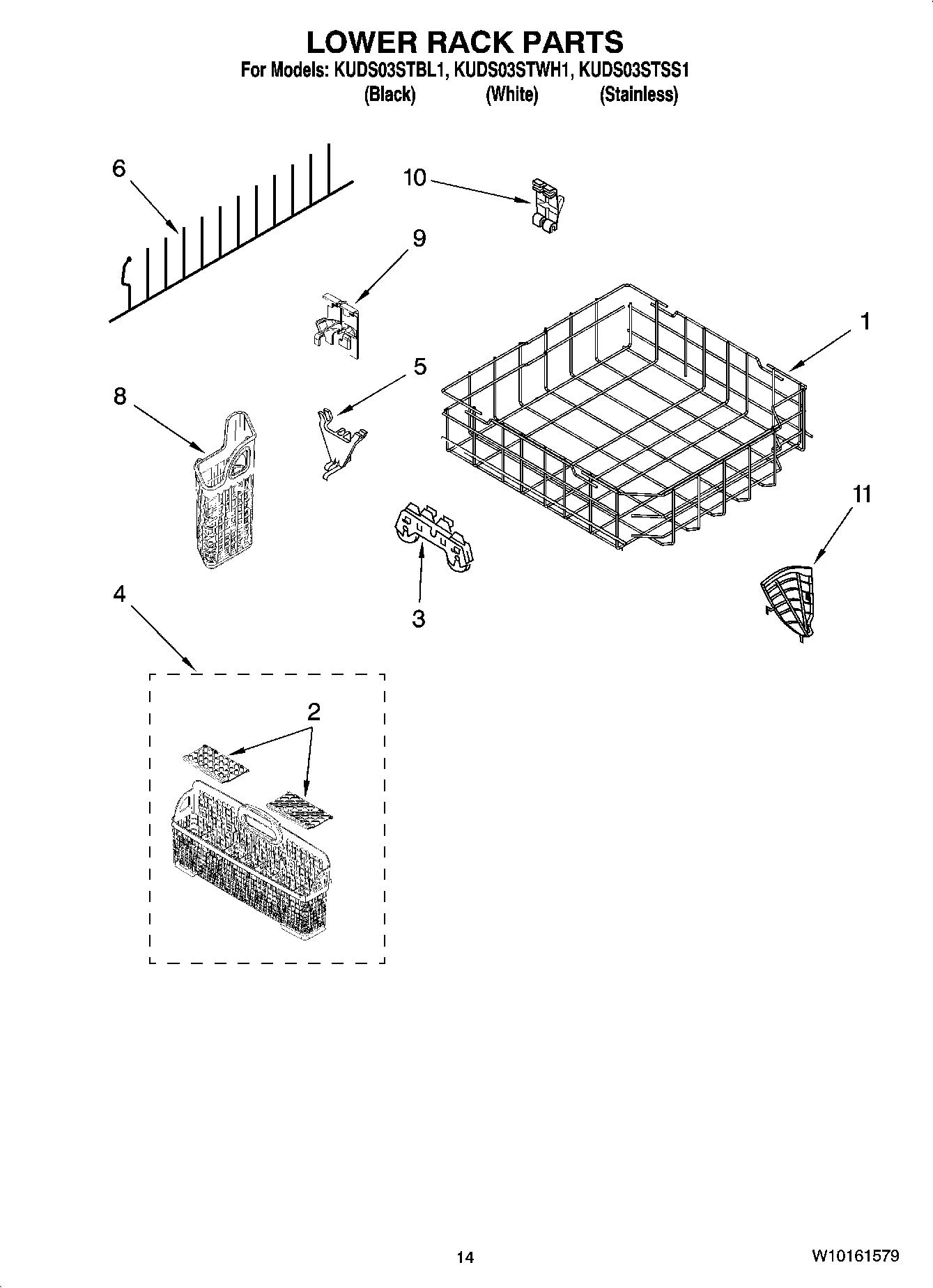 11 - LOWER RACK PARTS, OPTIONAL PARTS (NOT INCLUDED)