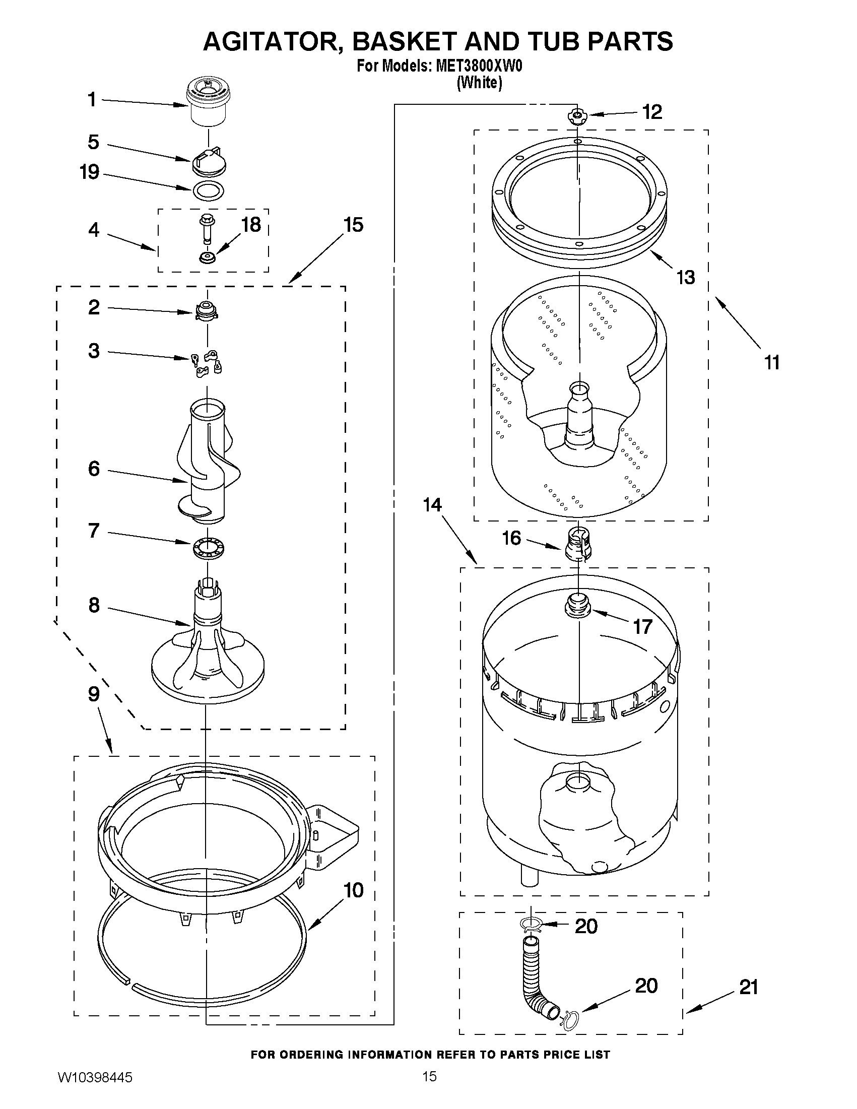 10 - AGITATOR, BASKET AND TUB PARTS