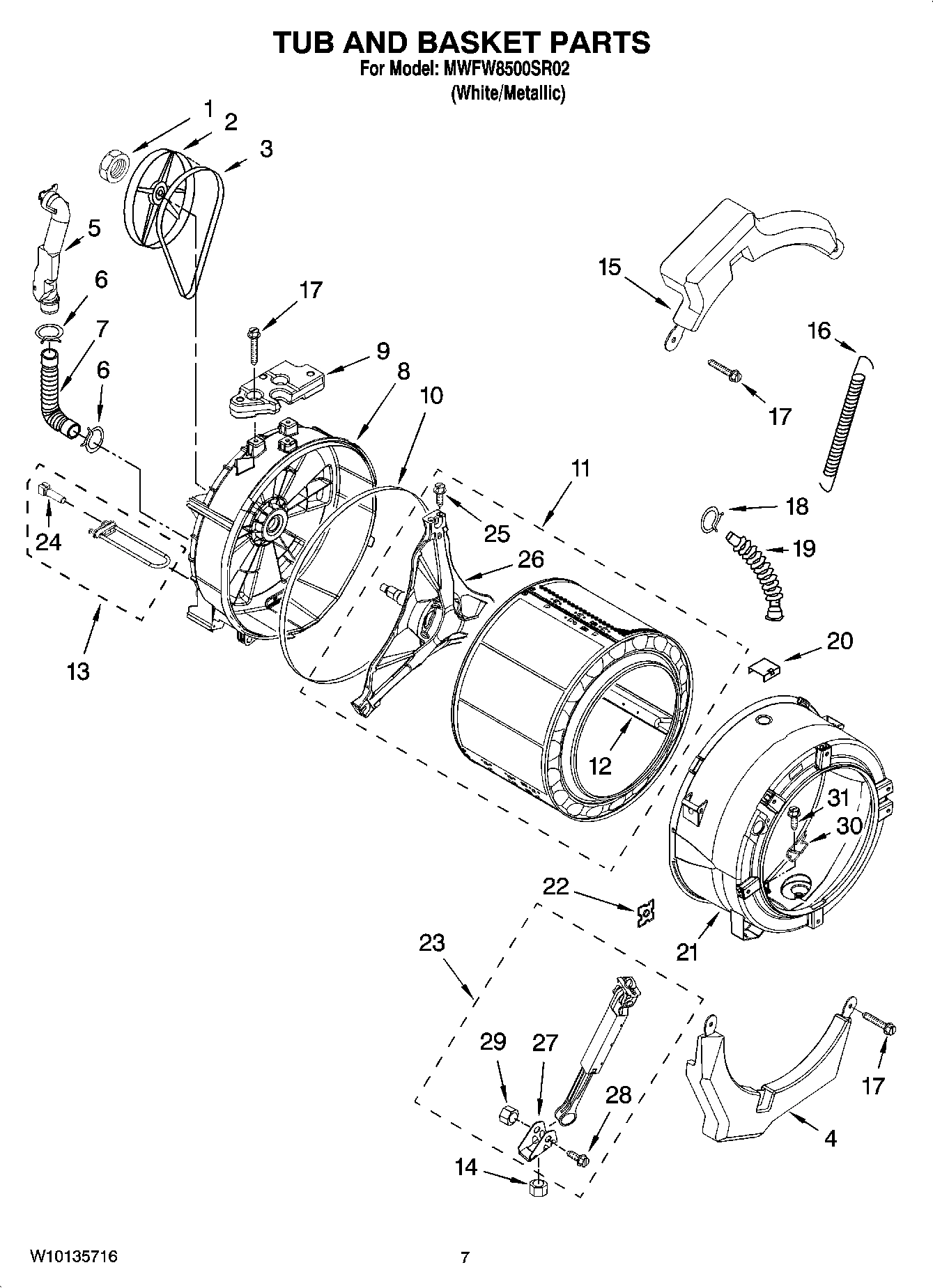06 - TUB AND BASKET PARTS, OPTIONAL PARTS (NOT INCLUDED)