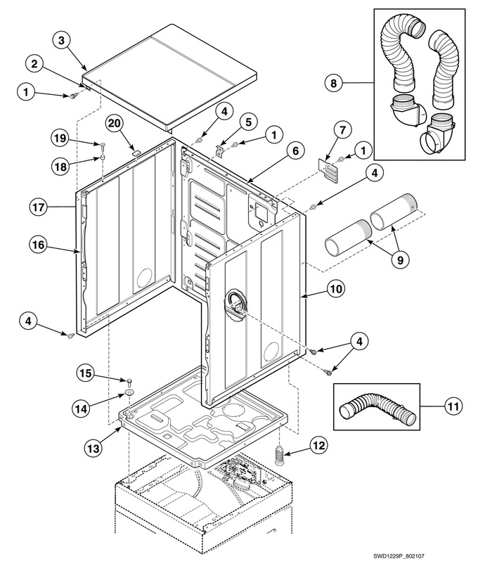 Dryer Cabinet, Exhaust Duct And Base