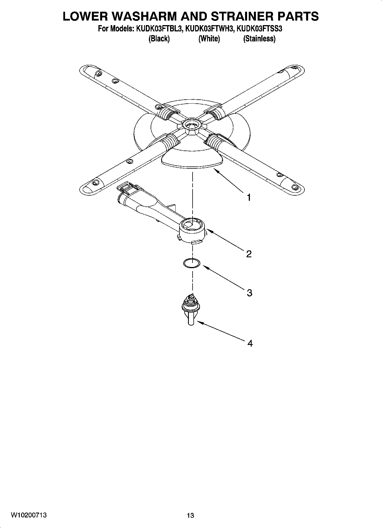 11 - LOWER WASHARM AND STRAINER PARTS, OPTIONAL PARTS (NOT INCLUDED)