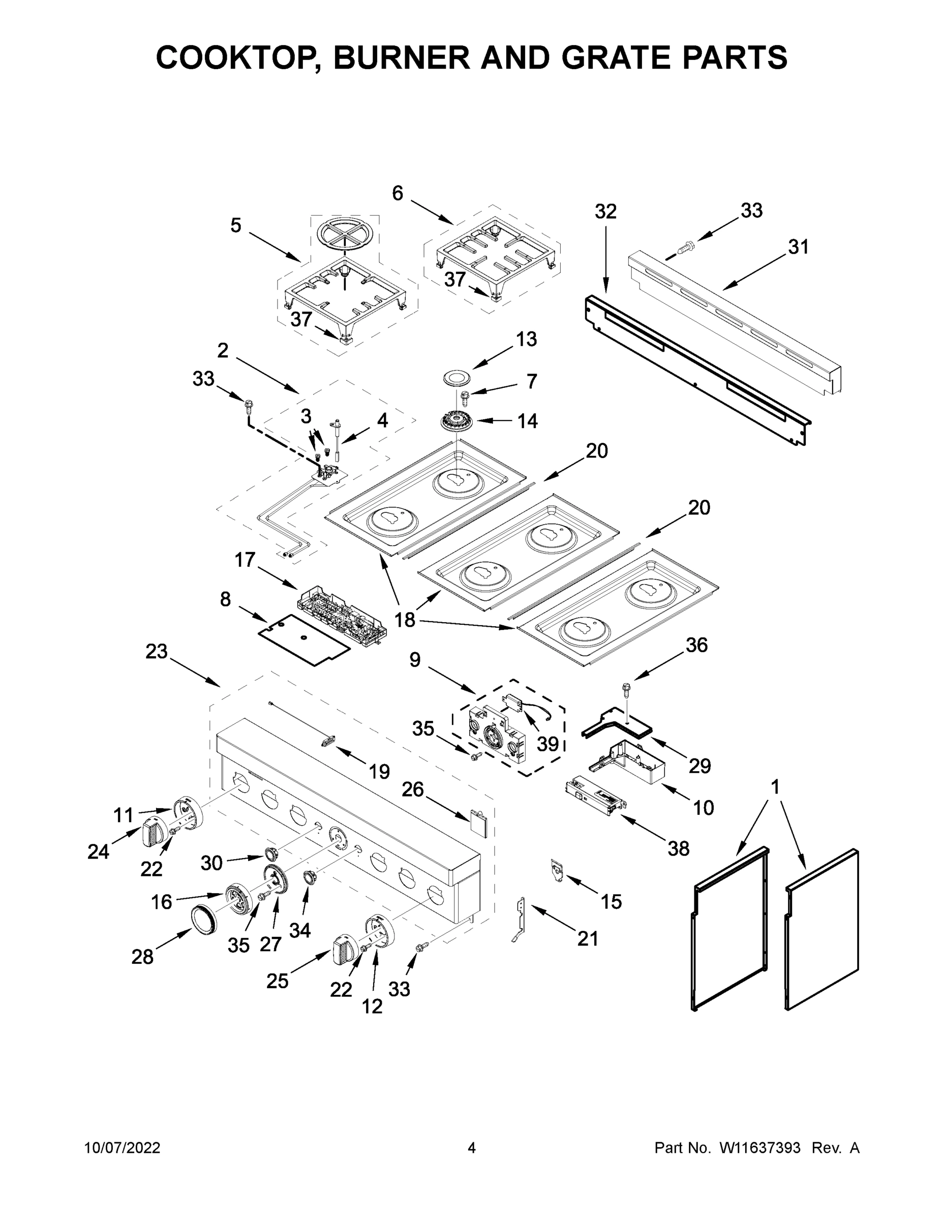 03 - COOKTOP, BURNER AND GRATE PARTS
