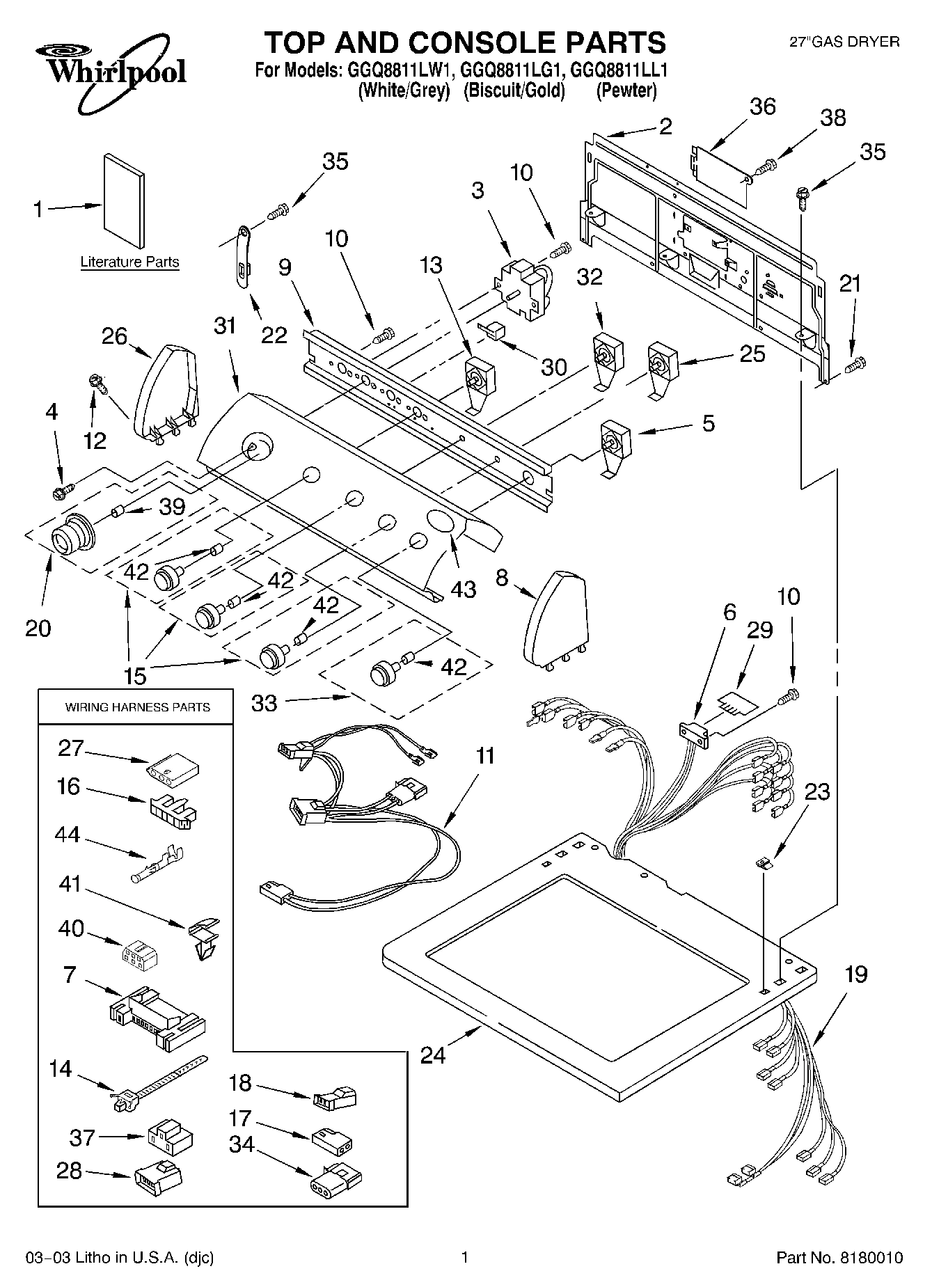 01 - TOP AND CONSOLE PARTS