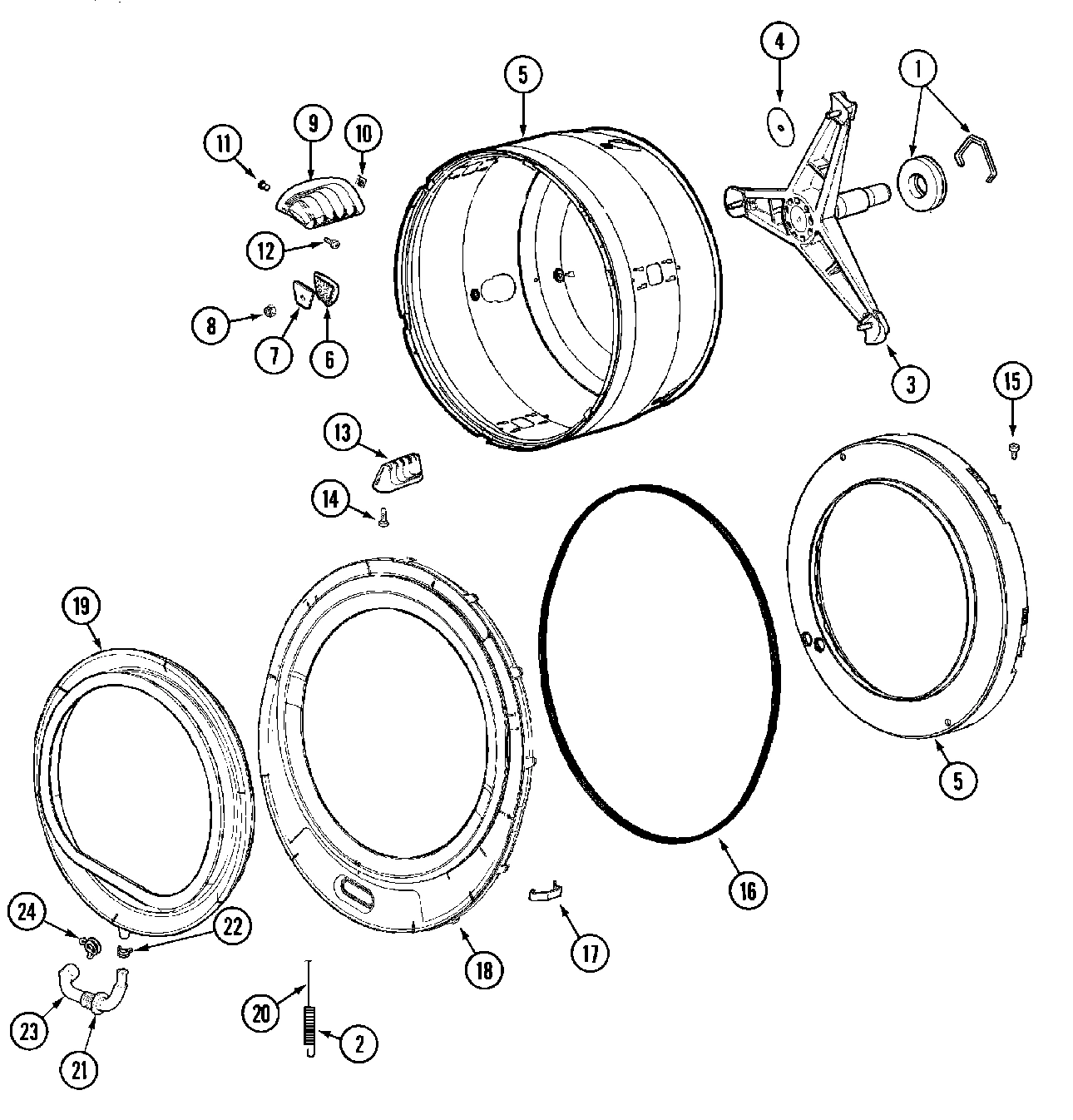 13 - SPINNER ASSEMBLY & OUTER TUB COVER(WASH)