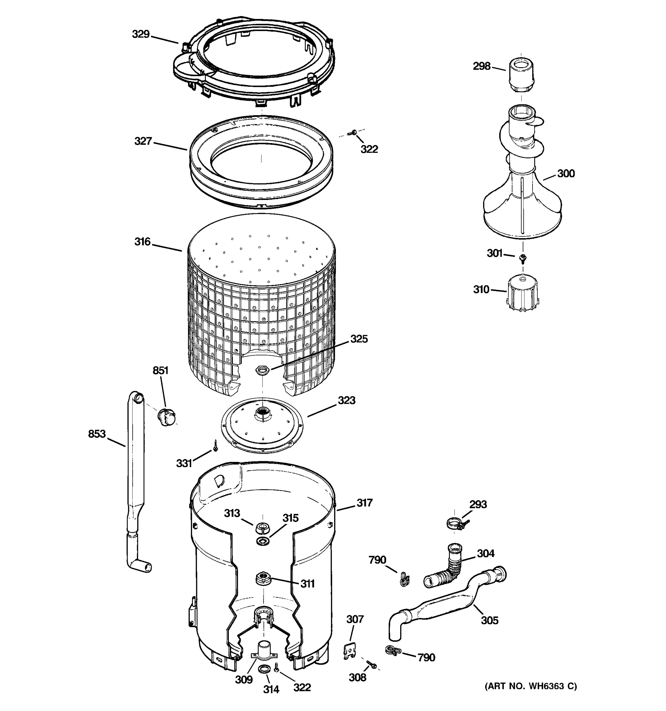 TUB, BASKET & AGITATOR