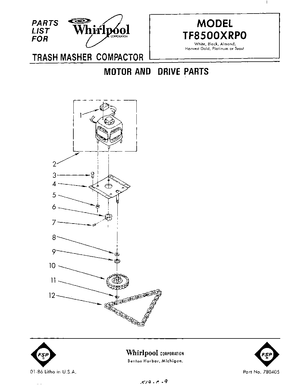 01 - MOTOR AND DRIVE , PARTS NOT ILLUSTRATED