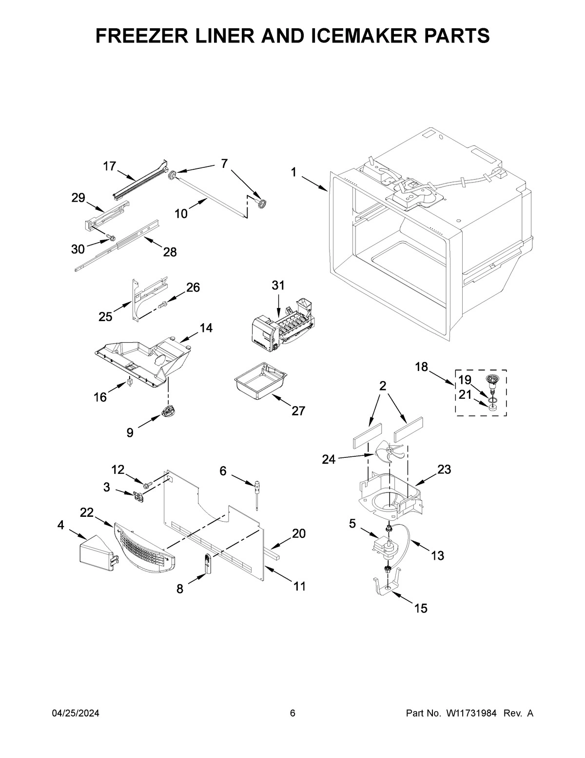 04 - FREEZER LINER AND ICEMAKER PARTS