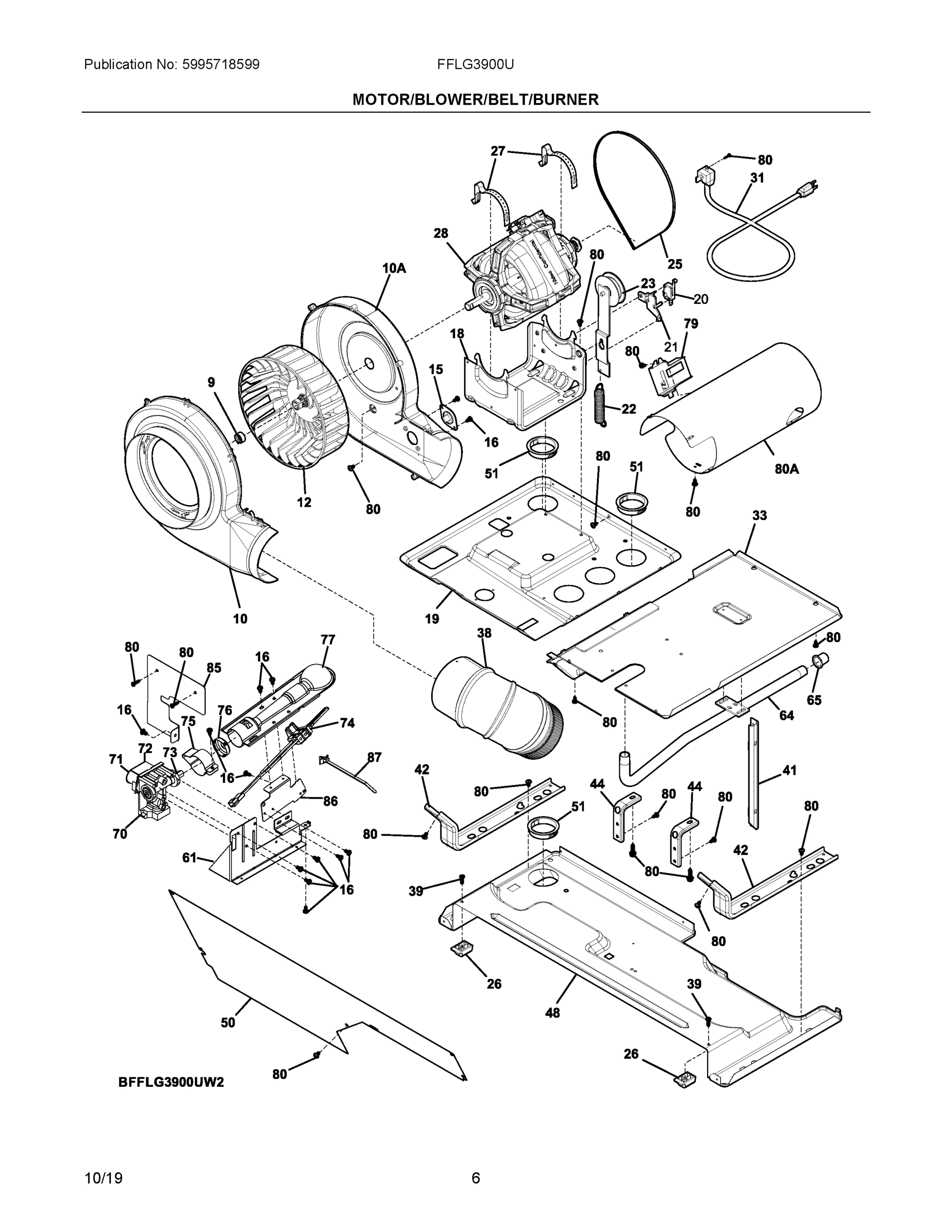 03 - MOTOR/BLOWER/BELT/BURNER