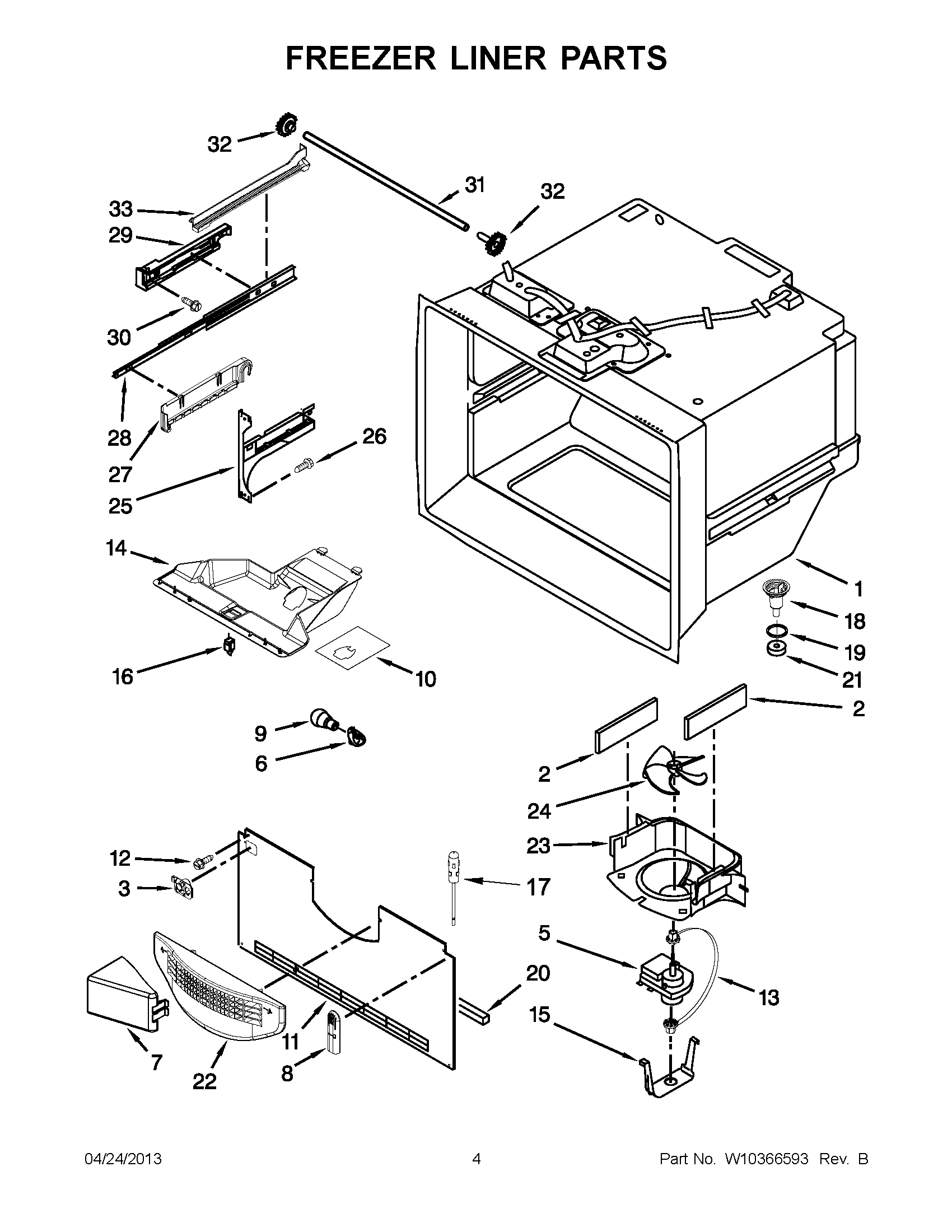 02 - FREEZER LINER PARTS